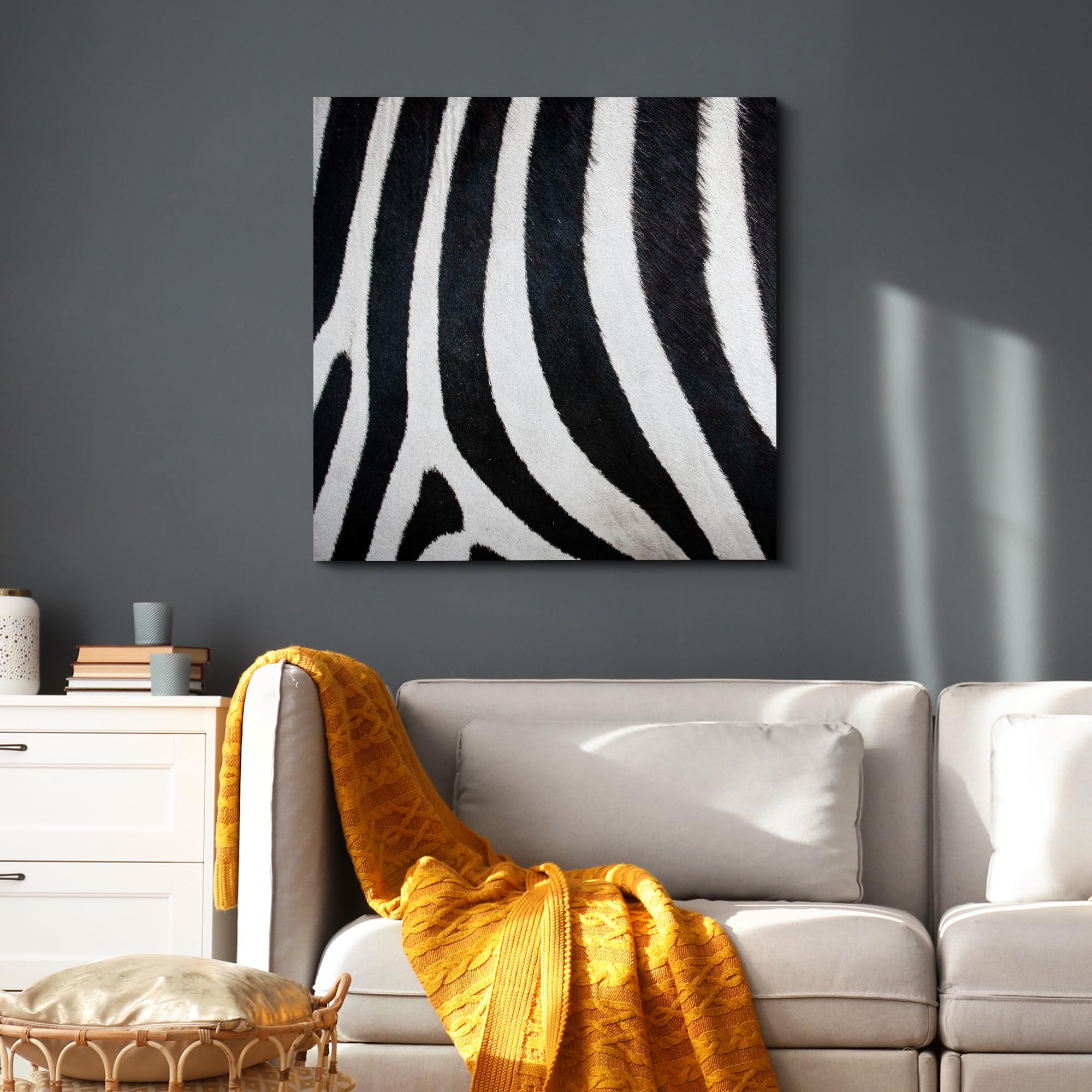 Wall26 - Canvas Prints Wall Art - Canvas Prints Wall Art - Zebra Fur/Skin Texture - 16''X16''