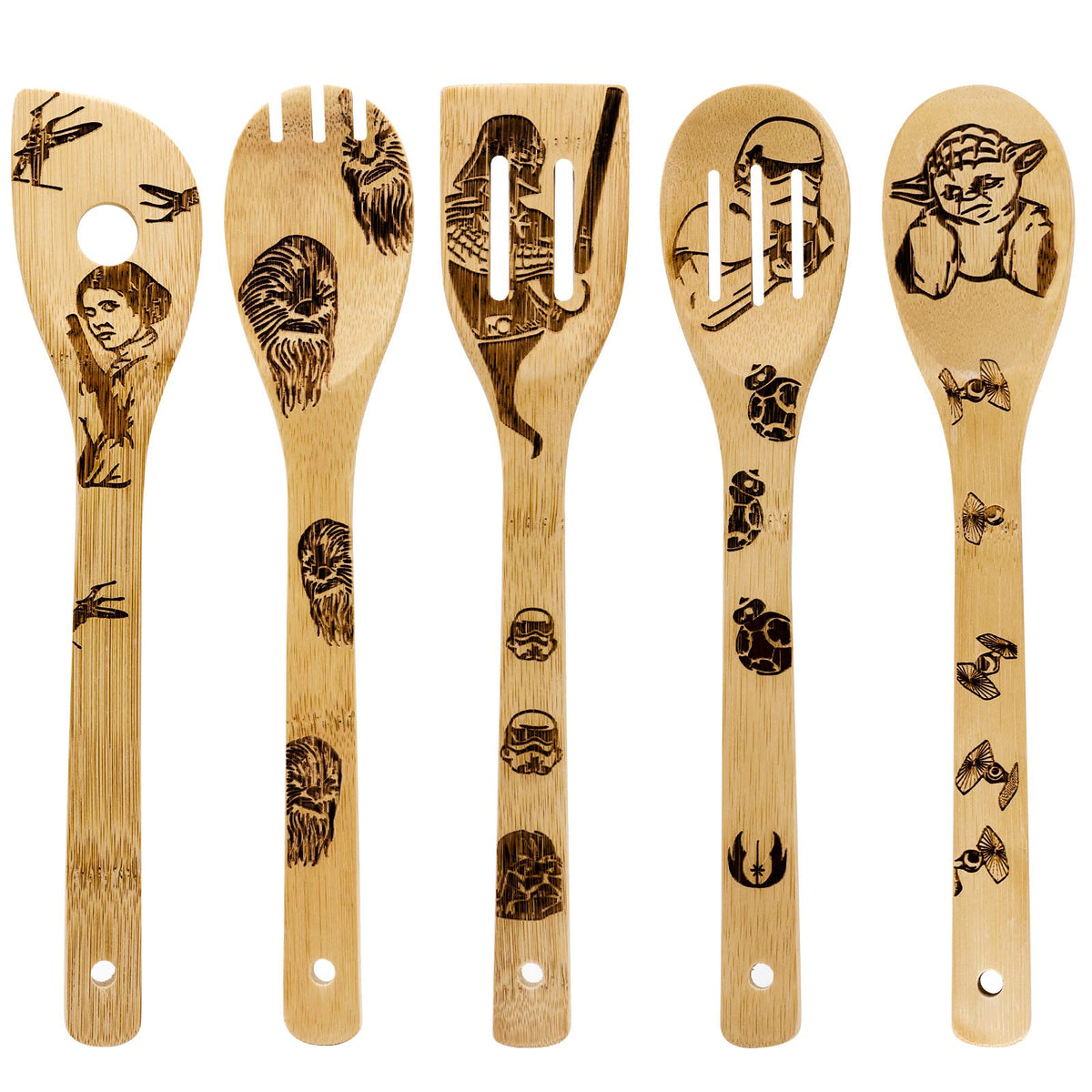 Star War Wooden Spoons Kitchen Cooking Utensils, Wooden Bamboo Utensil Set For Cooking, Heat Resistant For Non-Stick Cookware -