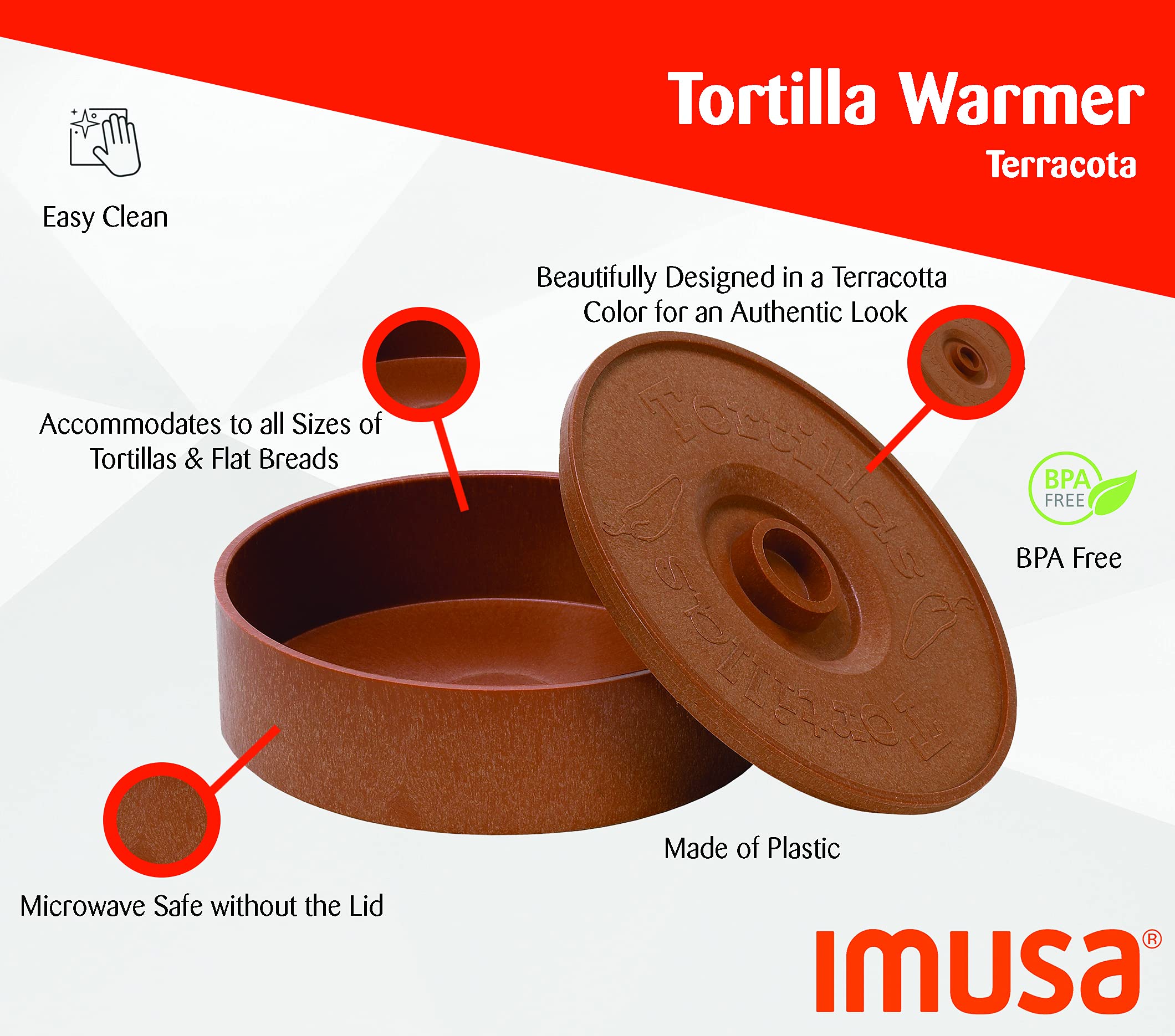 Imusa Usa Microwave Tortilla Warmer, 1 Pack, Brown