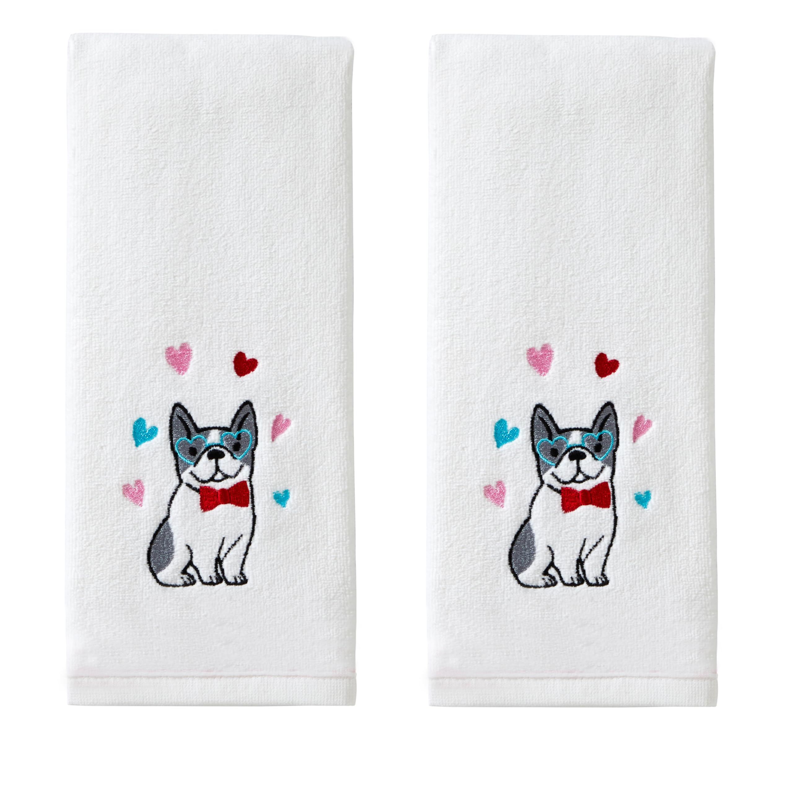 Skl Home By Saturday Knight Ltd. Valentine'S Day Puppy Love Hand Towel, White (2-Pack)