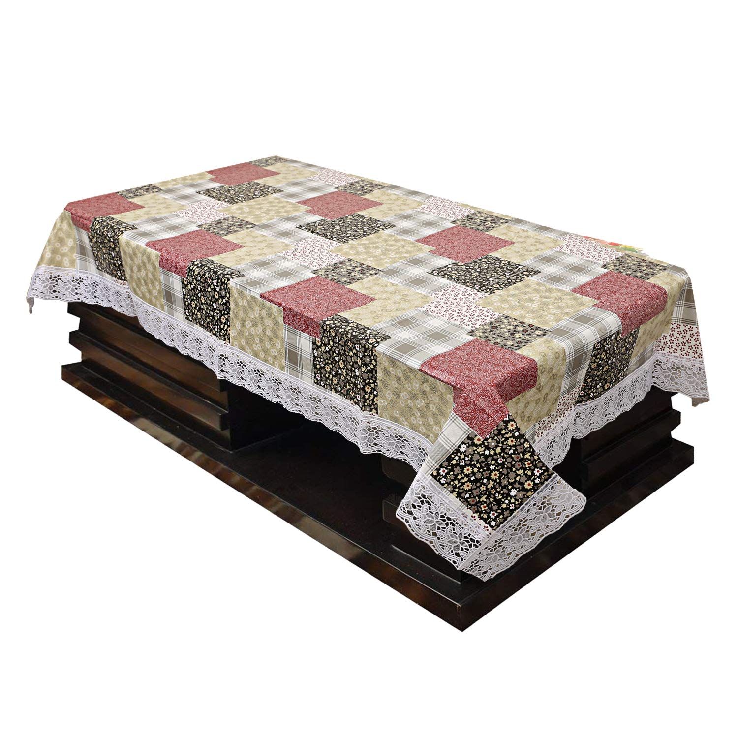 Kuber Industries Checkered Pvc 4 Seater Center Table Cover - Multi