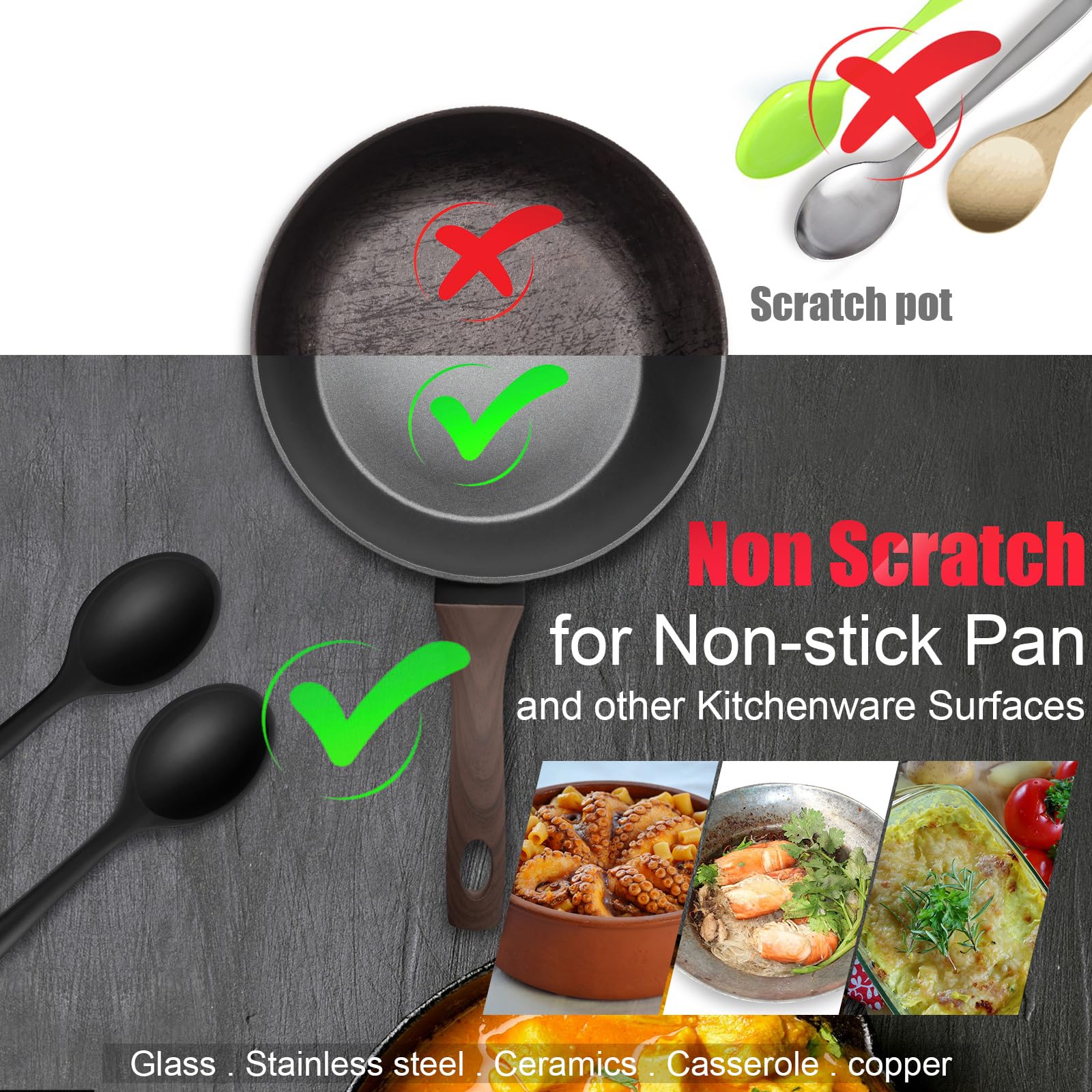 Patelai 4 Pieces Small Multicolored Silicone Spoons Nonstick Kitchen Spoon Silicone Serving Spoon Stirring Spoon For Kitchen Coo