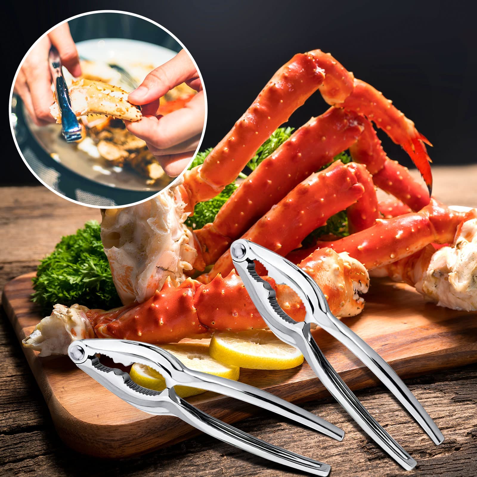 20 Pcs Crab Crackers, Crab Crackers And Tools Seafood Crackers Stainless Steel, Lobster Crab Leg Crackers Opener Set, Shellfish
