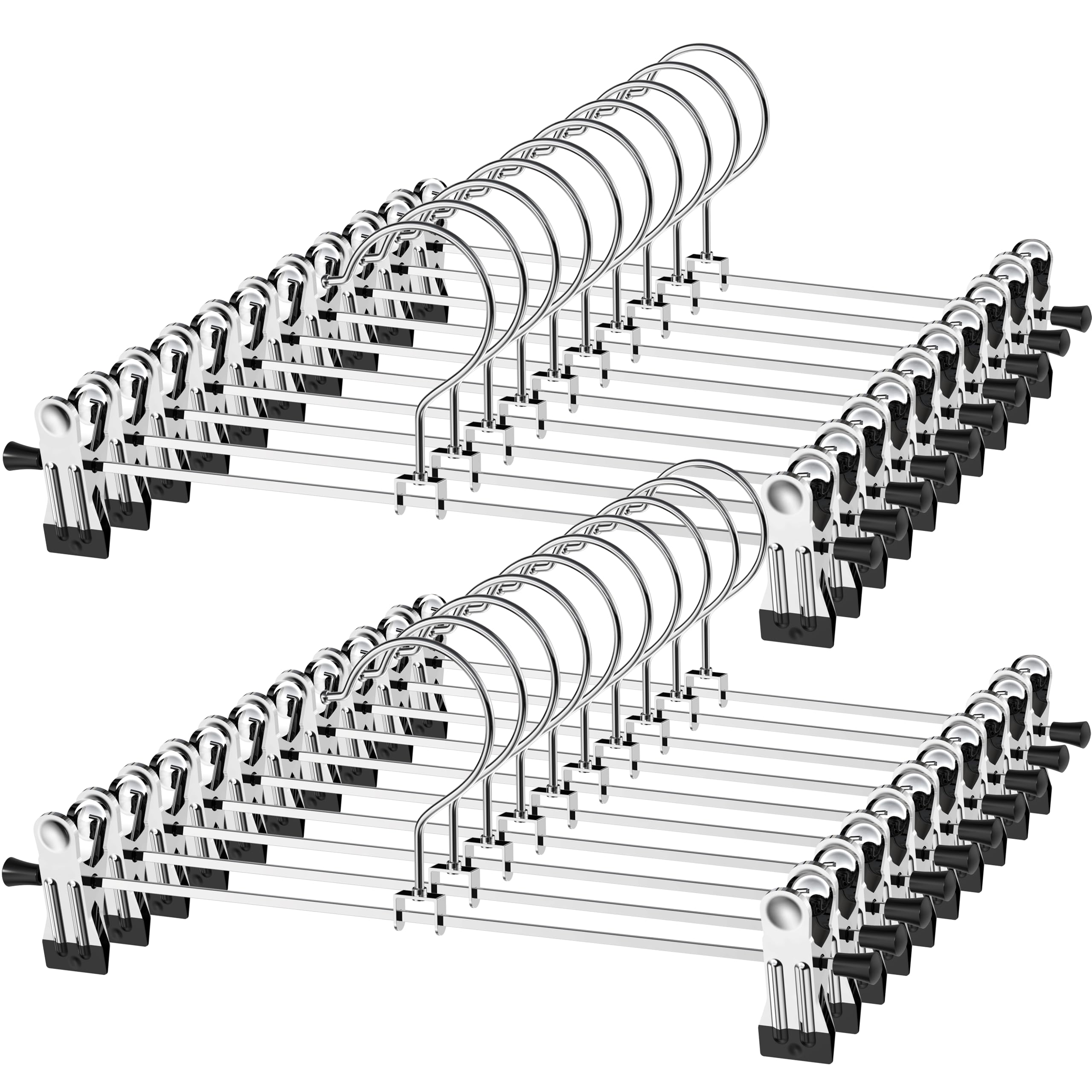 Northern Brothers Pants Hangers With Clips 20 Pack, Adjustable Skirt Hangers For Women Metal Pants Hangers For Jeans