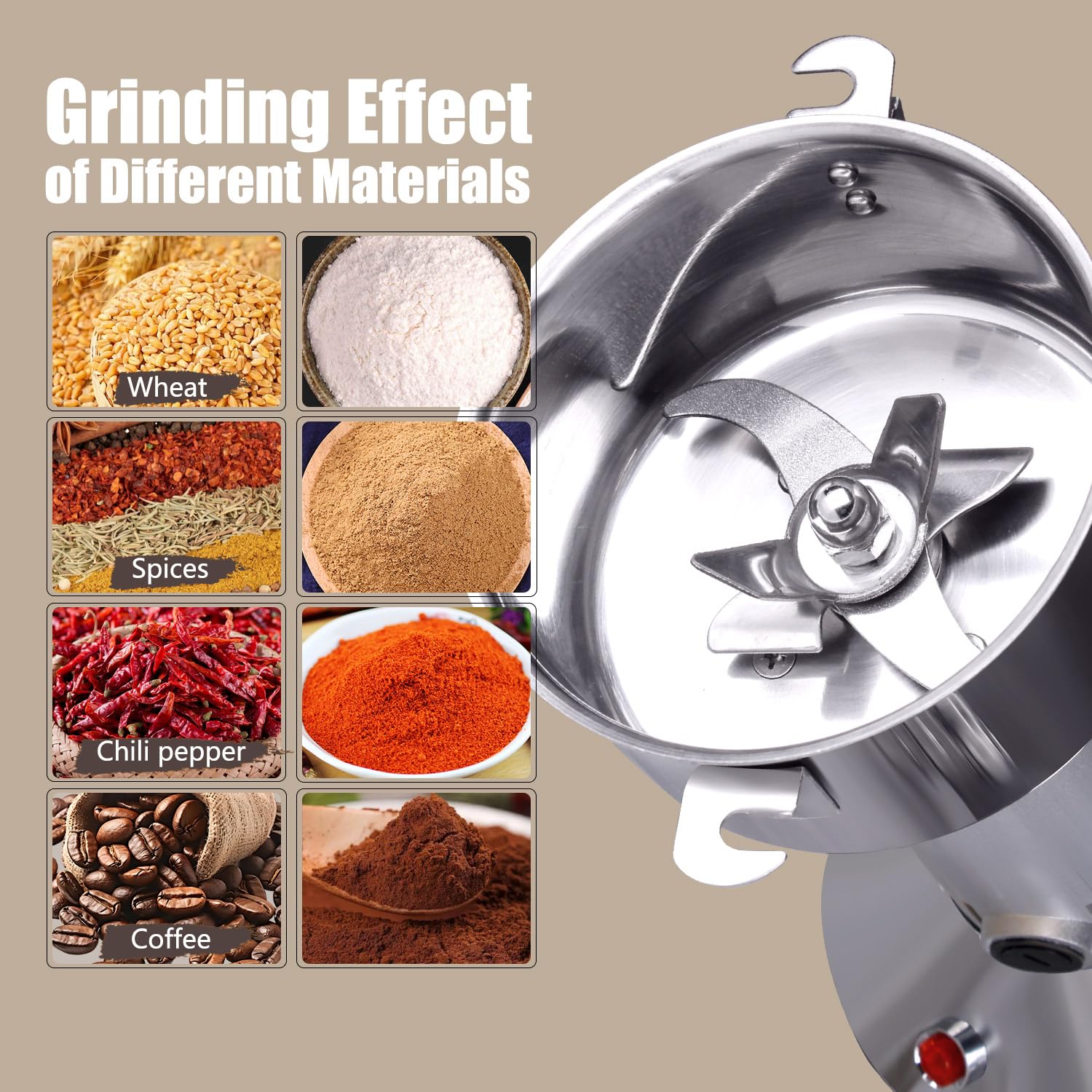 Greatrue Electric Grain Mill Grinder Spice Grinder Flour Mill Wheat Cereals Herb Pulverizer For Kitchen,150G High Speed Dry Spic