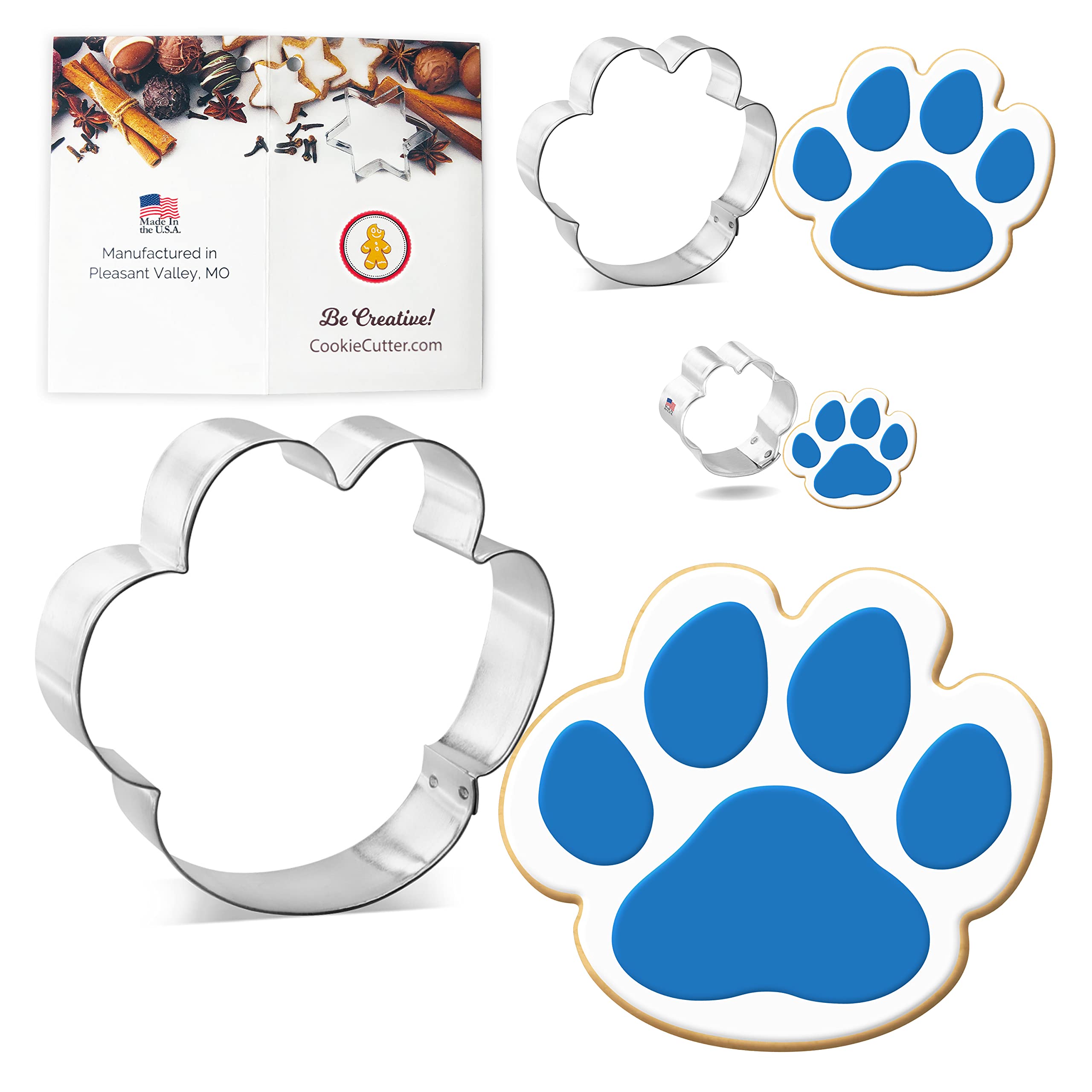 Foose Cookie Cutter Nested Paw Prints 3 Pc Set, Made In Usa