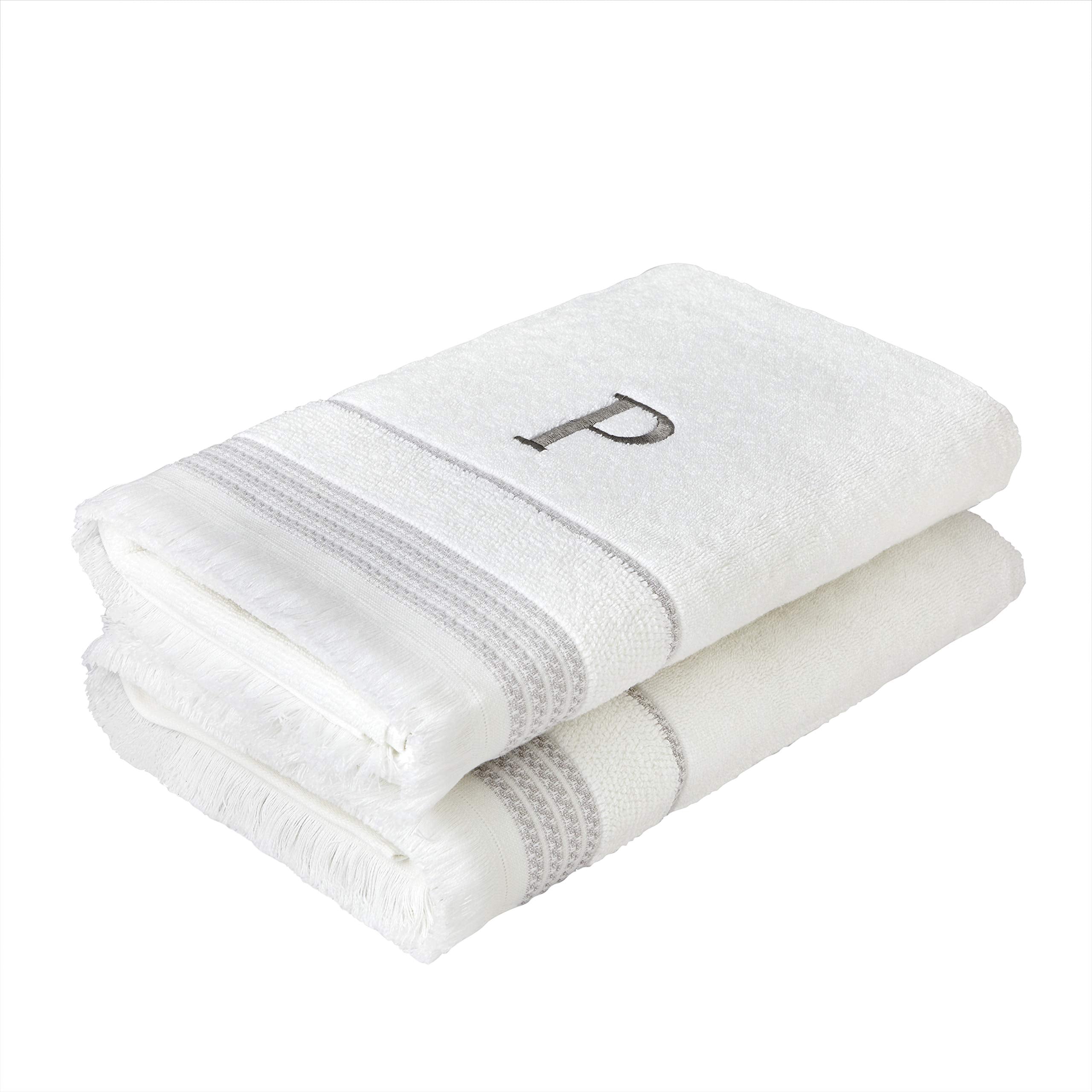 Skl Home Casual Monogram Bath Towel, P, 28X54, White