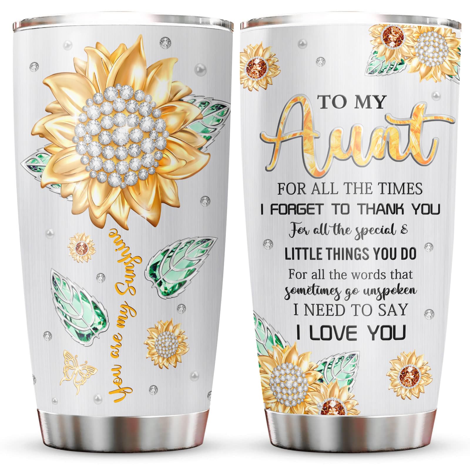 Muilzon Aunt Gifts Tumblers 20oz - Best Aunt Ever Gifts for Birthday Christmas Mothers Day Coffee Mug - Auntie Gift from Niece/N