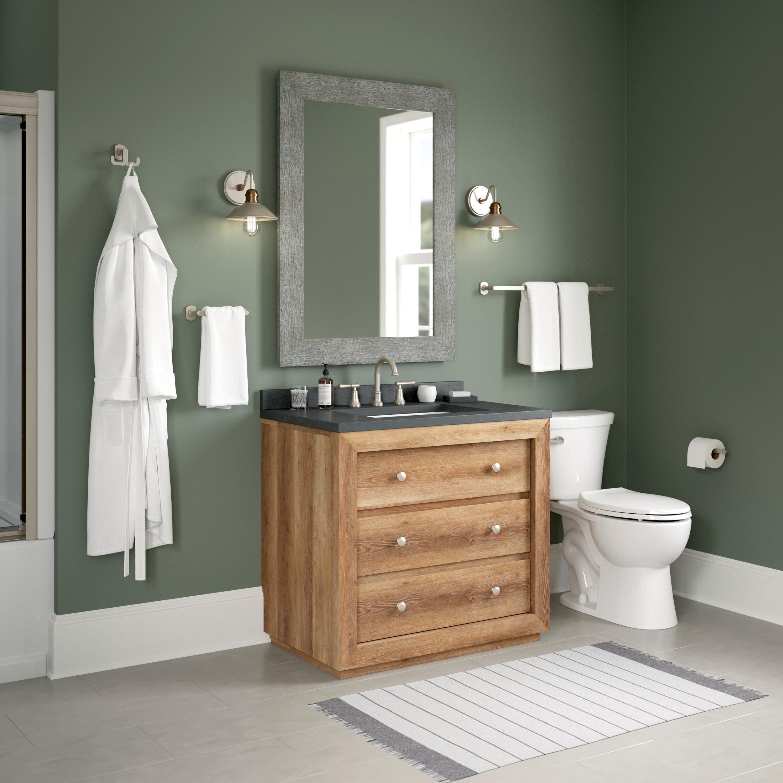 Franklin Brass Granville 4-Piece Bathroom Set Satin Nickel 18 In. Towel Bar W/ 6 Extender, Toilet Paper Holder, Hand Towel Holde