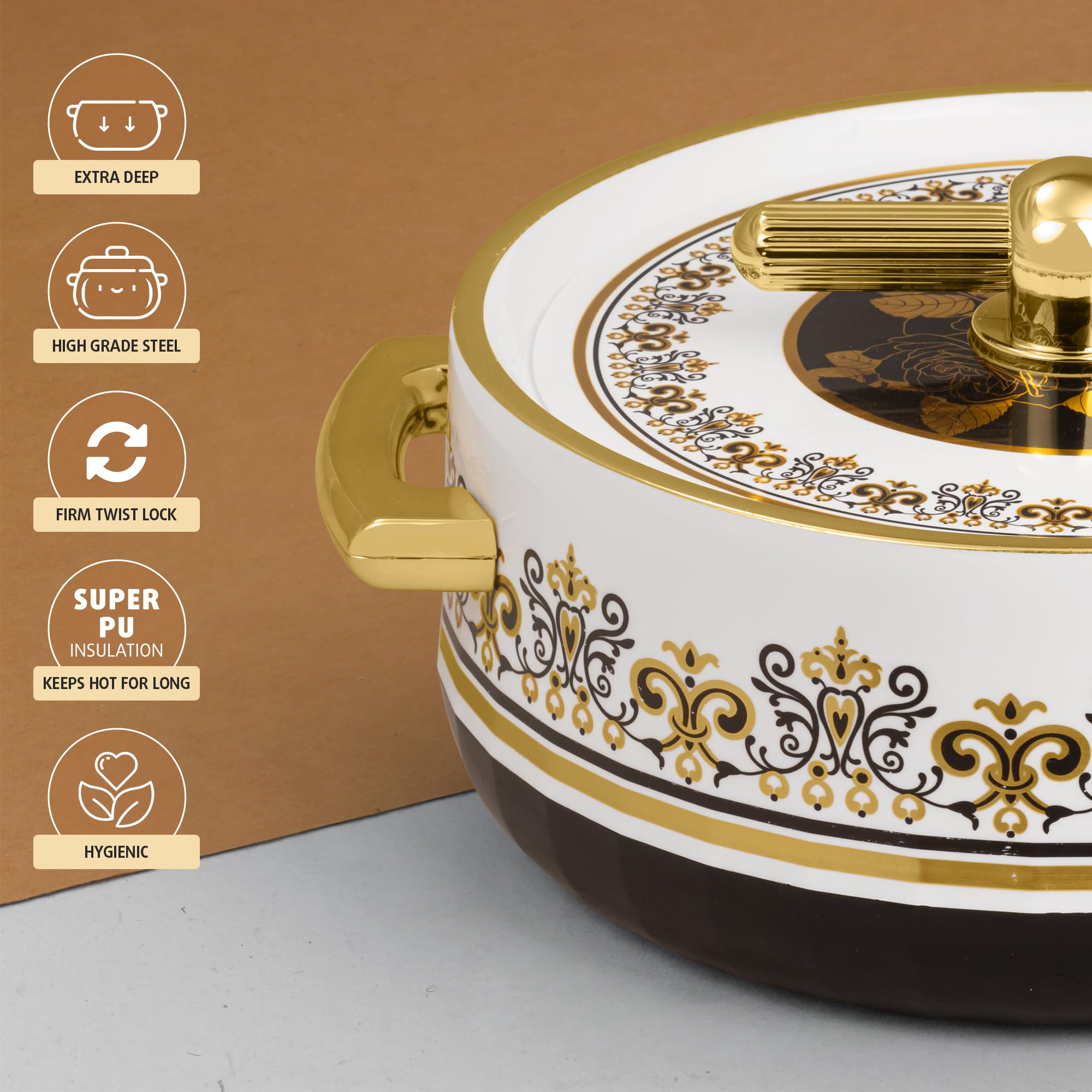 Selvel Elegance Casserole | Advanced Pu Insulation | Elegant Design Hot Pot | Hot Case Keeps Food Hot & Fresh For Hours | Serve