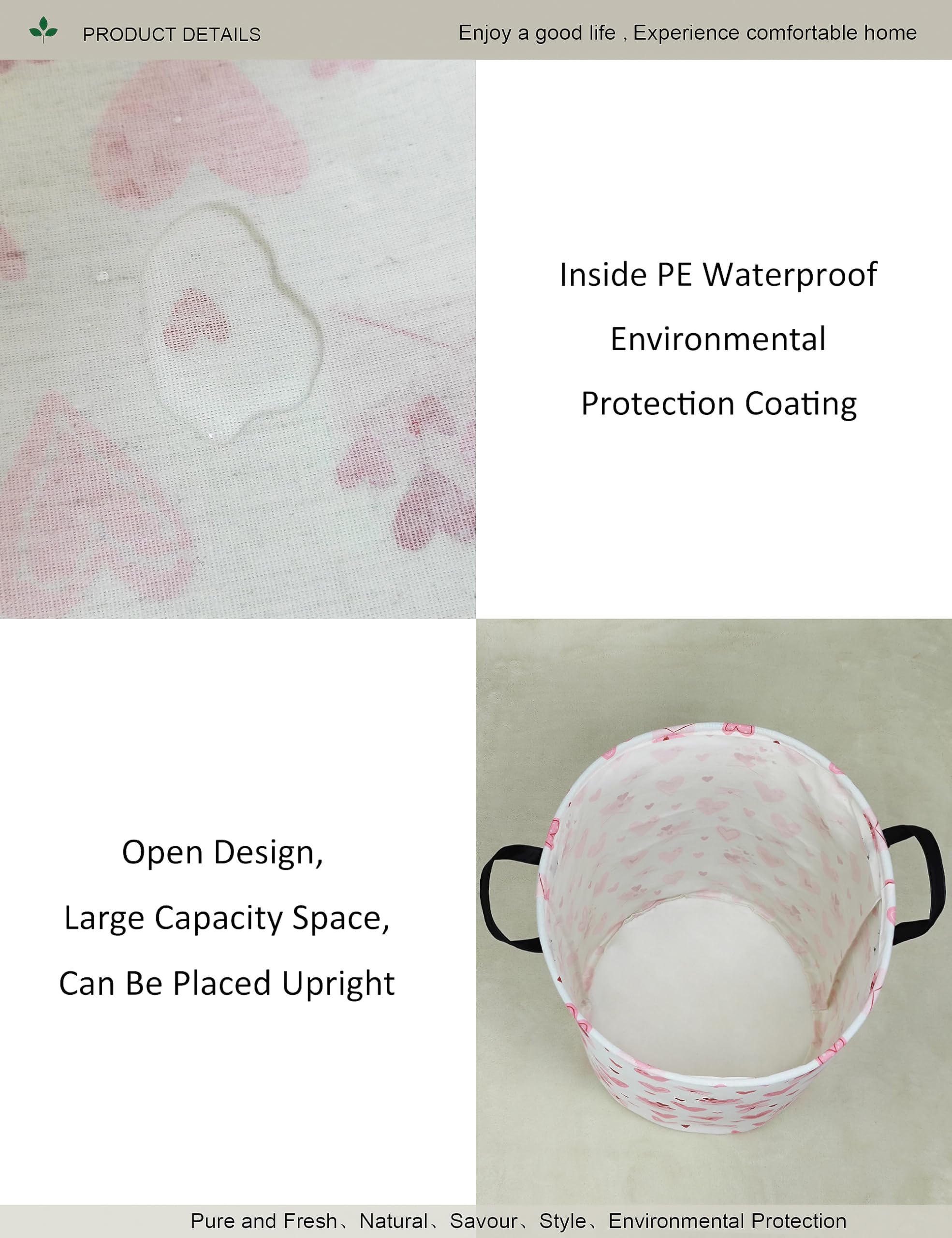 Onoev Round Waterproof Laundry Basket,Laundry Hampers With Handle,Gift Basket,Suitable For Children'S Room And Toy Storage (Pink