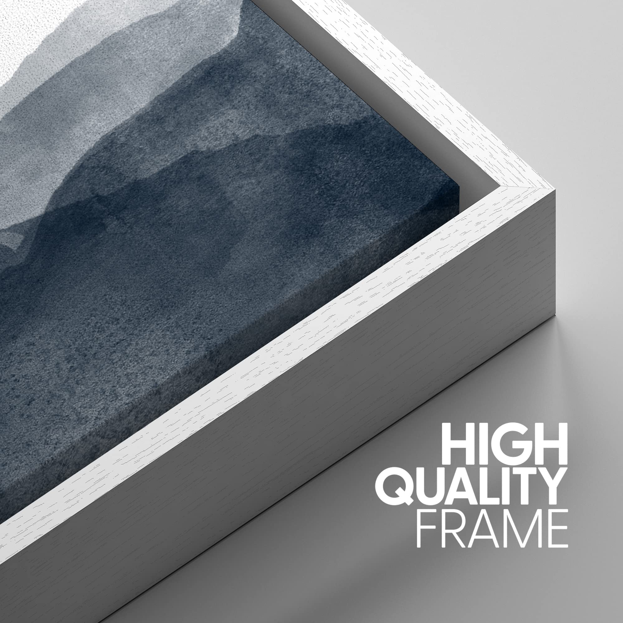 Signwin Framed Canvas Print Wall Art Blue & Gray Mountains In Fog Nature Wilderness Illustrations Modern Art Rustic Scenic Relax