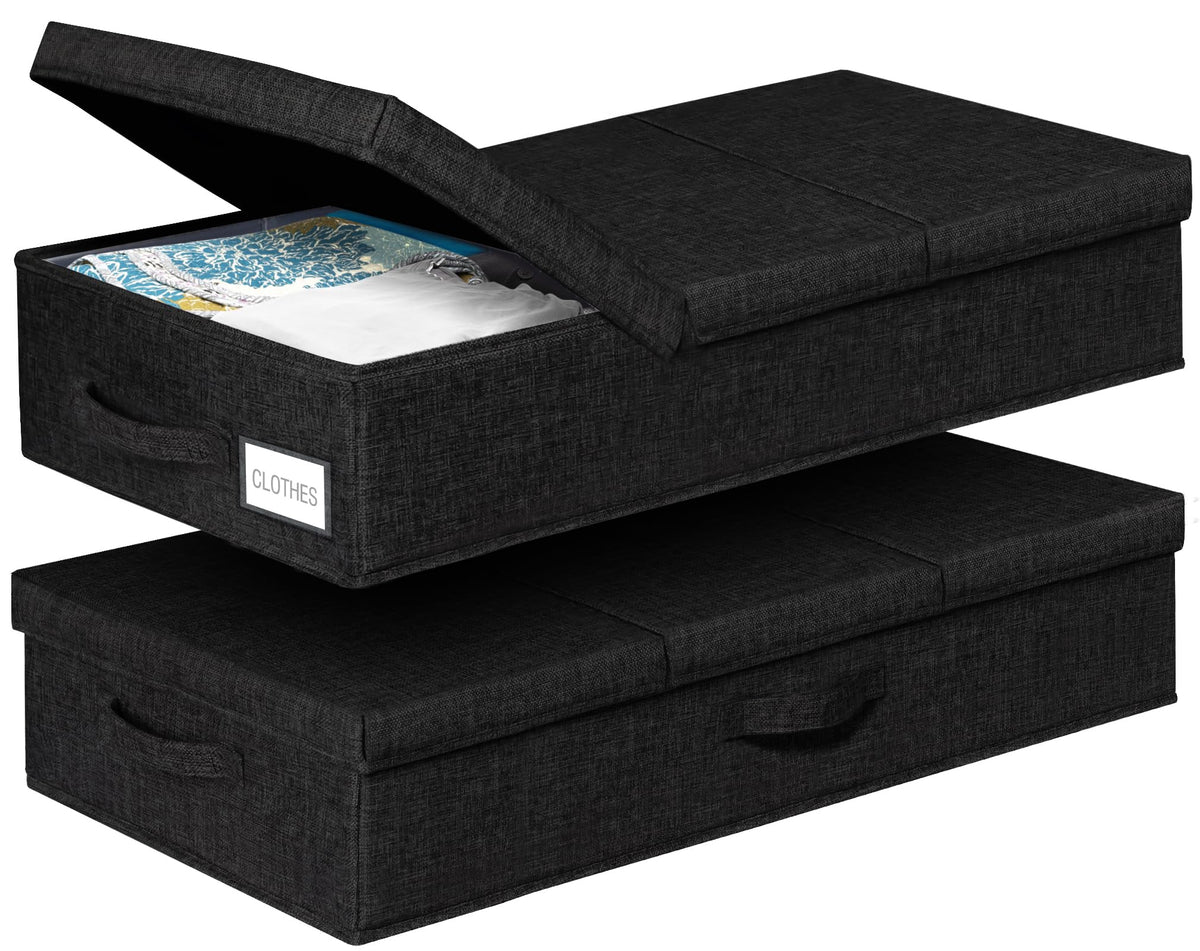 punemi Under Bed Storage Containers, Set of 2 Low Profile Under Crib Storage Bins With Lid, Large Sturdy Under Bed Clothes Drawe