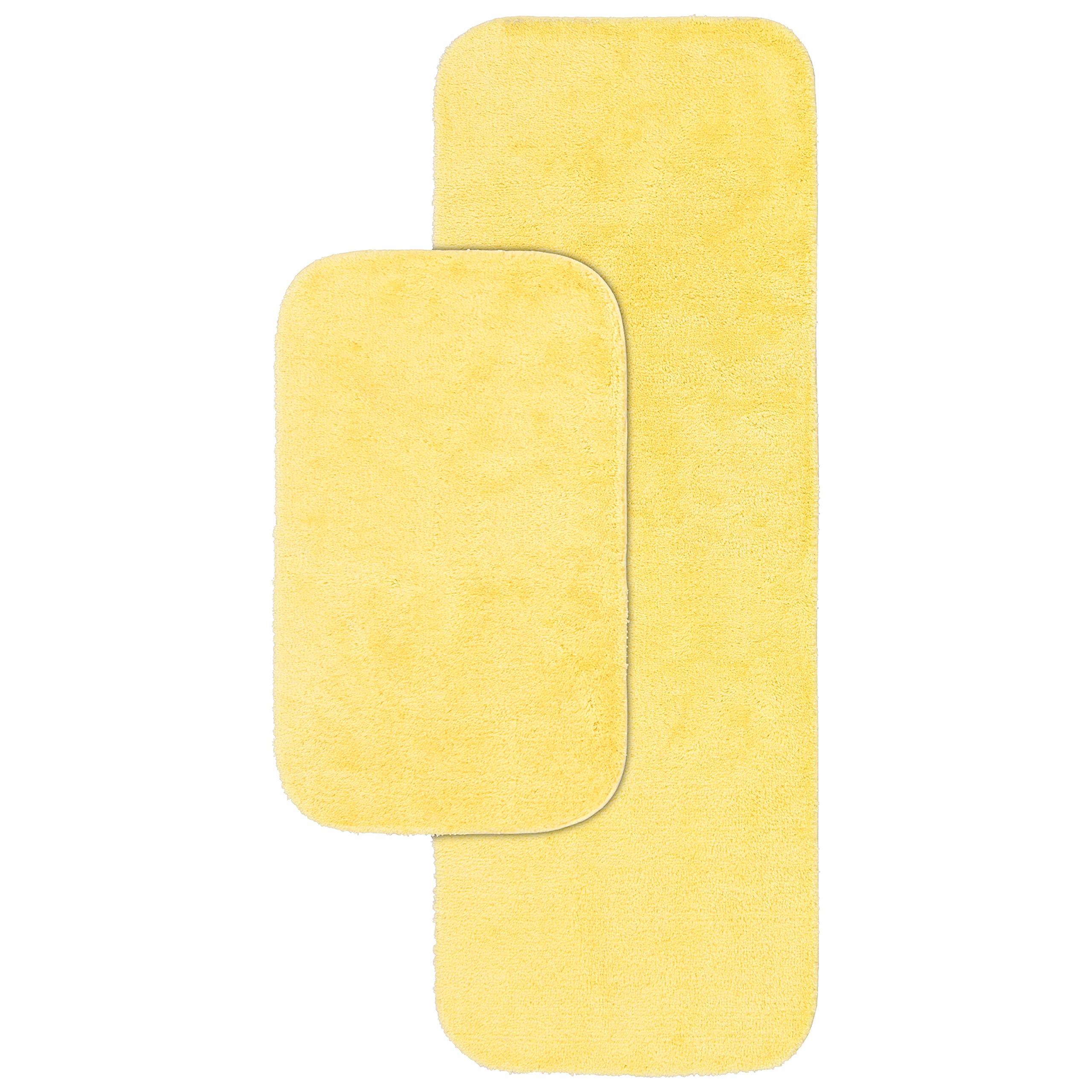 Garland Rug Traditional Nylon Washable Rubber Ducky Yellow 2 Bath Rugs (21 X 34, 22 X 60) - Soft, Absorbent, And Stylish