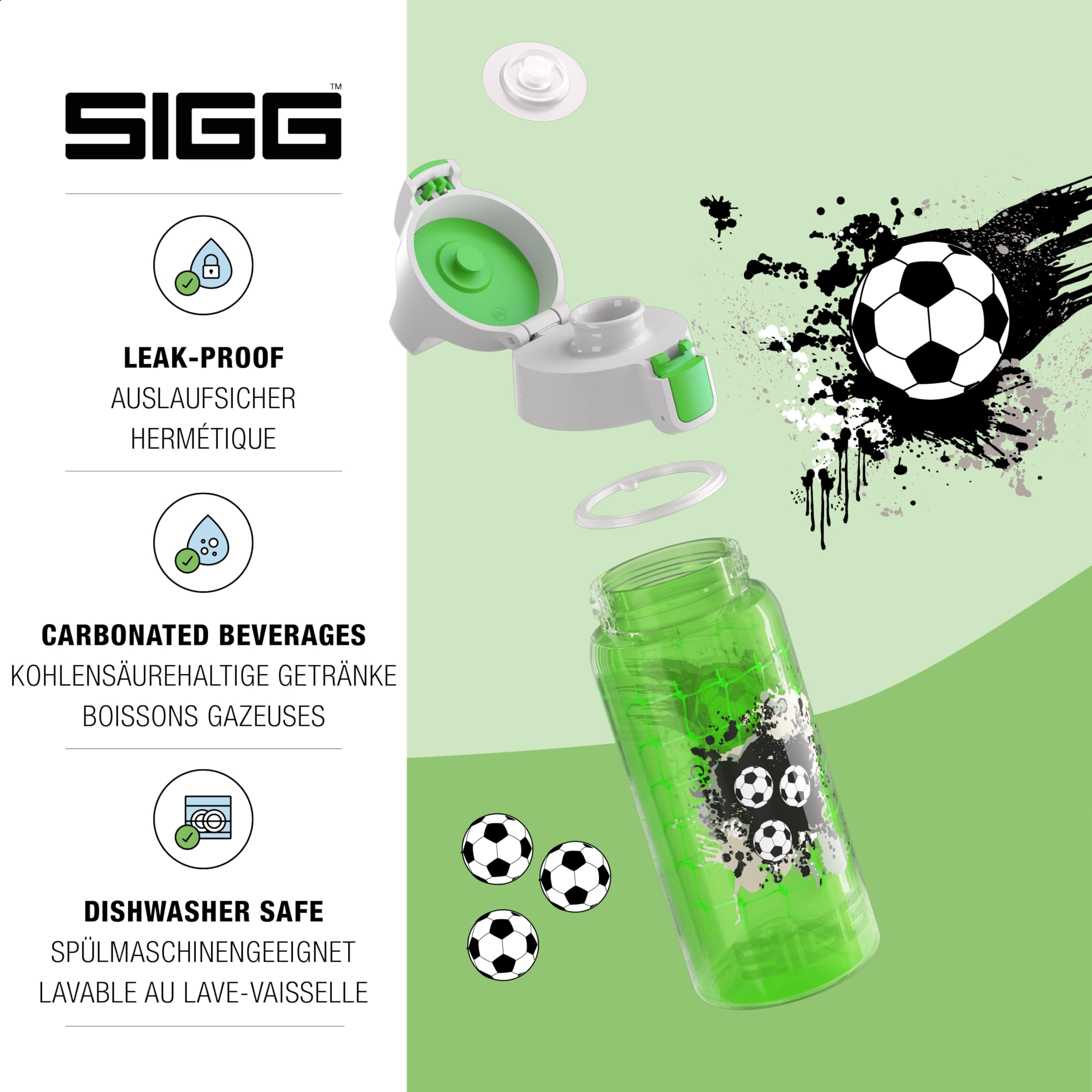 SIGG - Kids Water Bottle - Viva One Football - Leak-Proof Lid - Dishwasher - Bpa Free - Sport and Bike - One Hand Children's Drink Bottle - 17 Oz