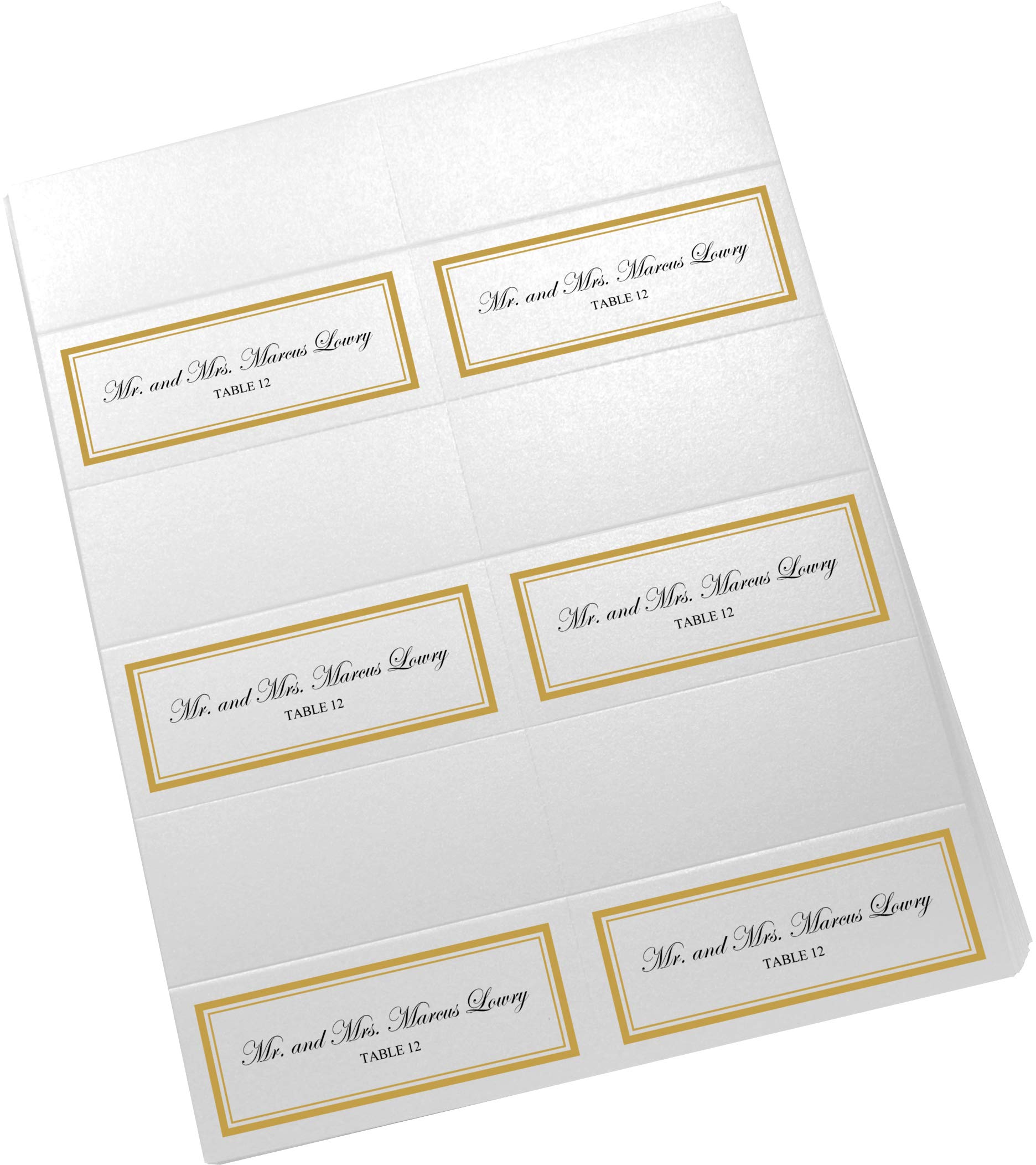 Double Line Border Printable Place Cards, Gold (Choose Color), Set Of 60 (10 Sheets), Laser & Inkjet Printers - Wedding, Party,