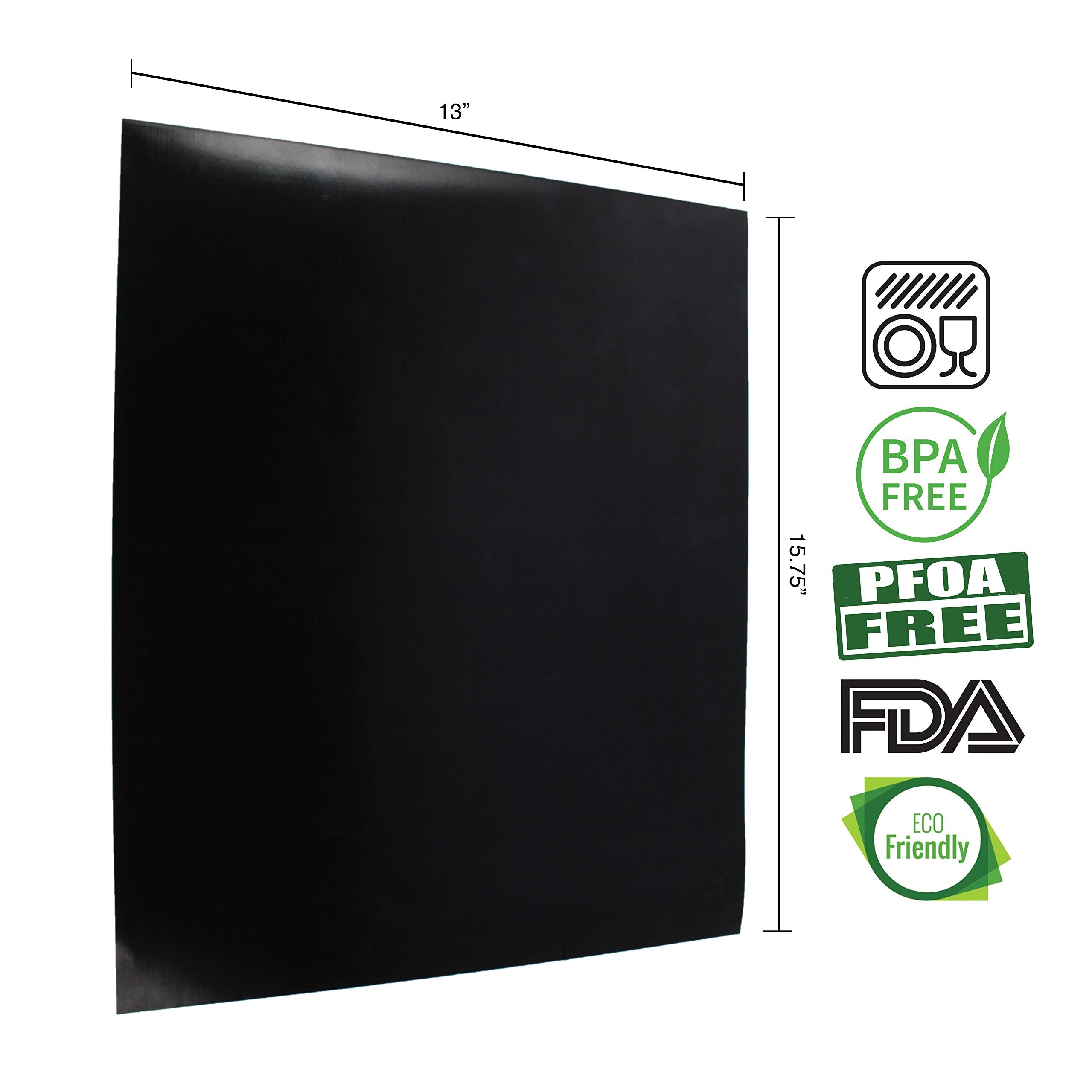 Fitfabhome 3 Pack Premium Grill Mats | 100% Certified Bpa & Pfoa Free | Reusable,Non-Stick Teflon | For Gas, Charcoal, Electric,