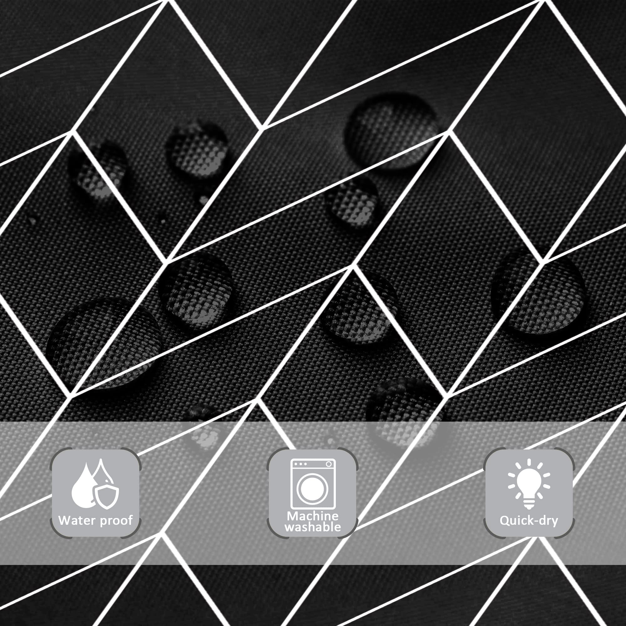 Riyidecor Small Shower Curtain Stall Black Half Size Herringbone 36x72 Inch Chevron Geometric Striped Single Tiny Skinny Narrow 7 Pack Hooks Dorm Decor Fabric Bathroom Set Polyester Waterproof