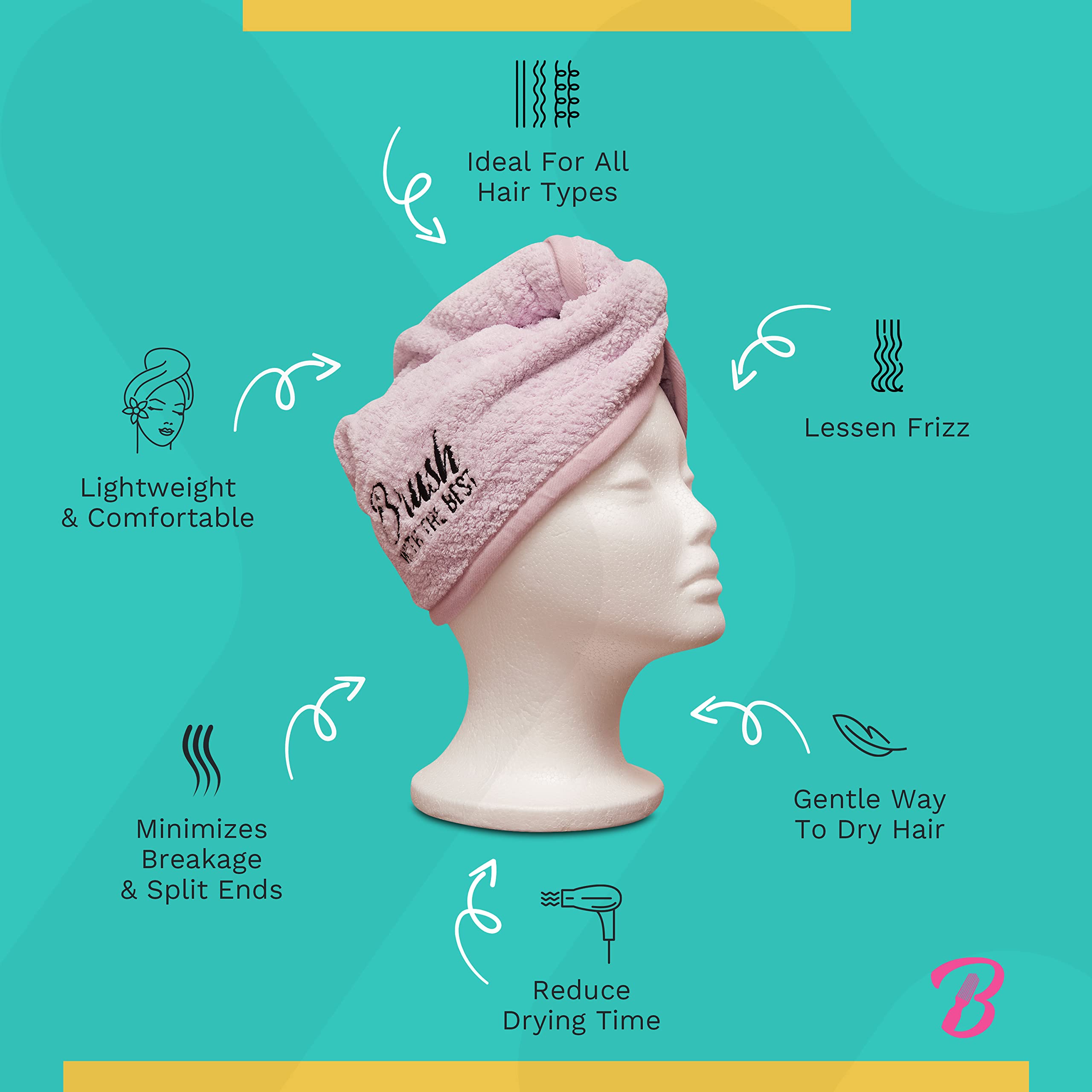 Felicia Leatherwood Microfiber Hair Towel Wrap - Quick Drying, Anti Frizz & Gentle on Hair - Easy to Use, Saves Time, Lightweigh