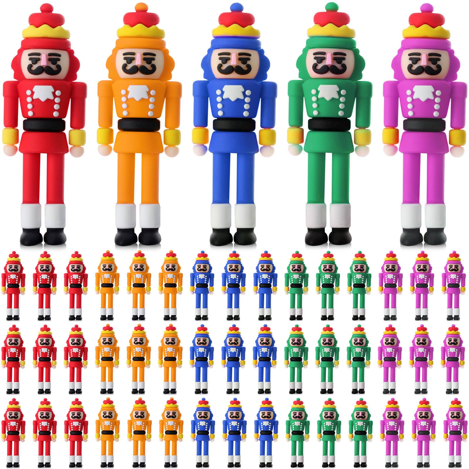 Chunful 50 Pcs Christmas Mini Nutcracker Figures Decor Small Nutcracker Figures Soldier Ornament for Christmas Stocking Stuffer 