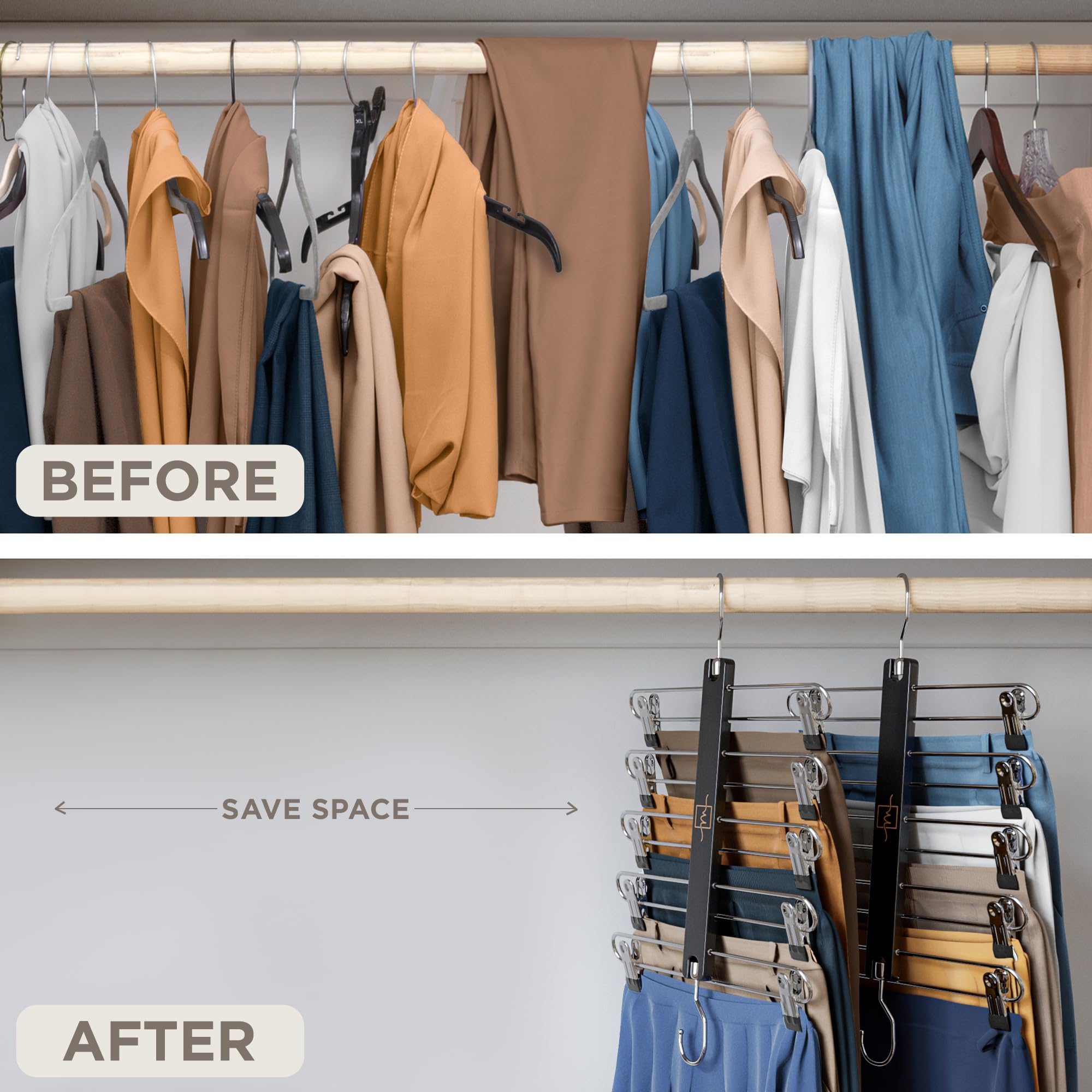 Moralve Skirt Hangers Space Saving - European Beechwood Shorts Hangers & Skirt Hangers - Women Space Saving Skirt Hangers With C