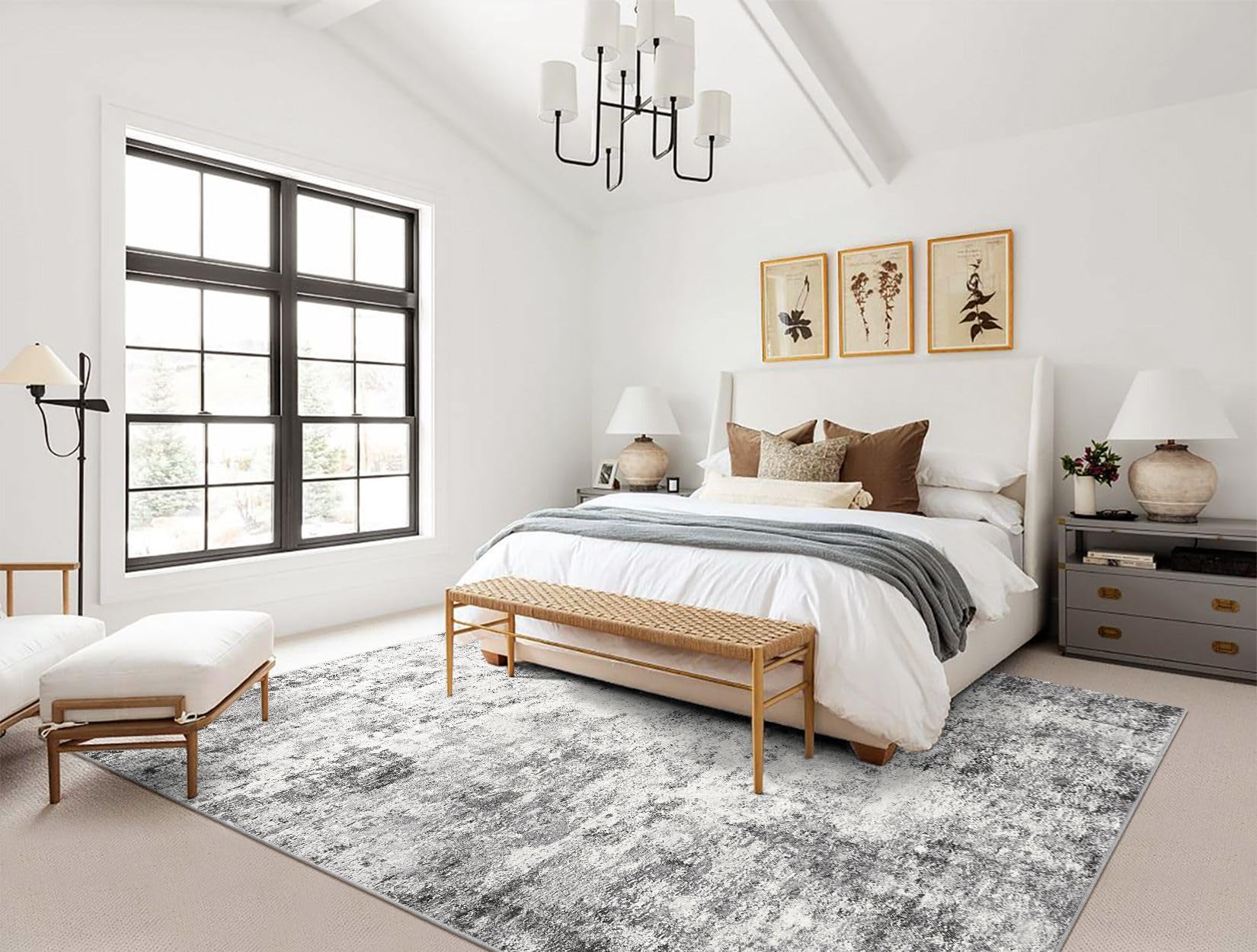 UERMEI 10x11 Area Rug Living Room Rugs - Washable Neutral Modern Abstract Soft Thin Rug Indoor Floor No Slip Rug Carpet for Bedr