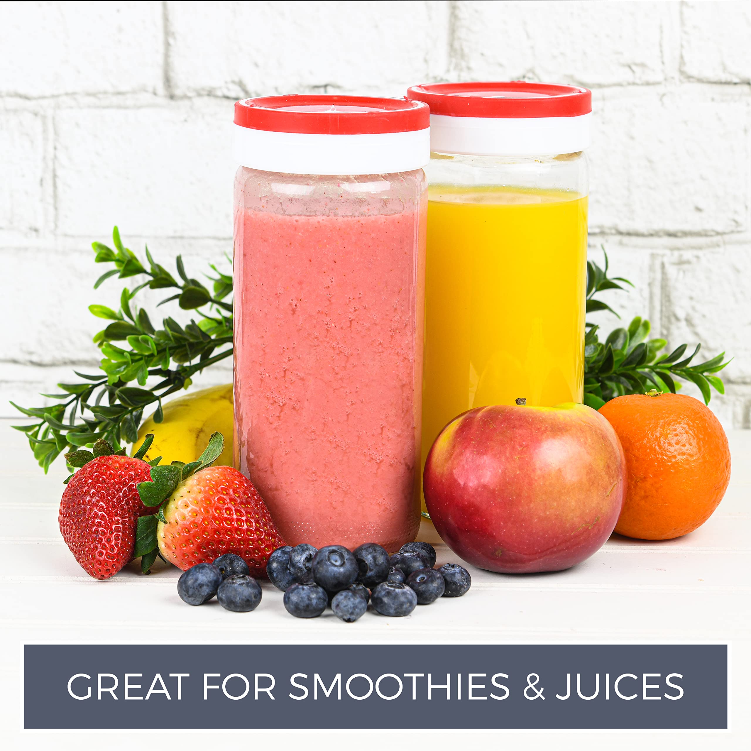 Glass Bottles For Juicing 16Oz Reusable Glass Bottles With Lids For Juice Drinking Jars With Plastic Rubber Airtight Lids Keeps