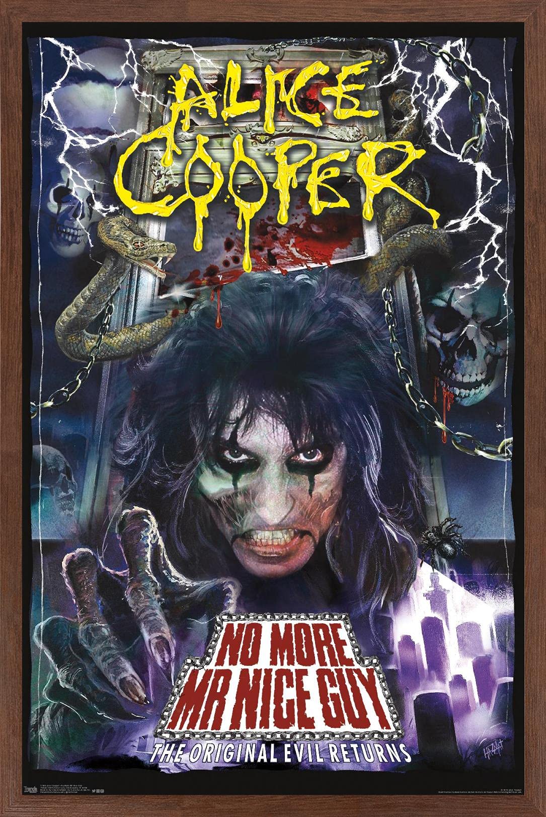 Trends International Alice Cooper - No More Mr. Nice Guy Wall Poster, 14.725'' X 22.375'', Mahogany Framed Version