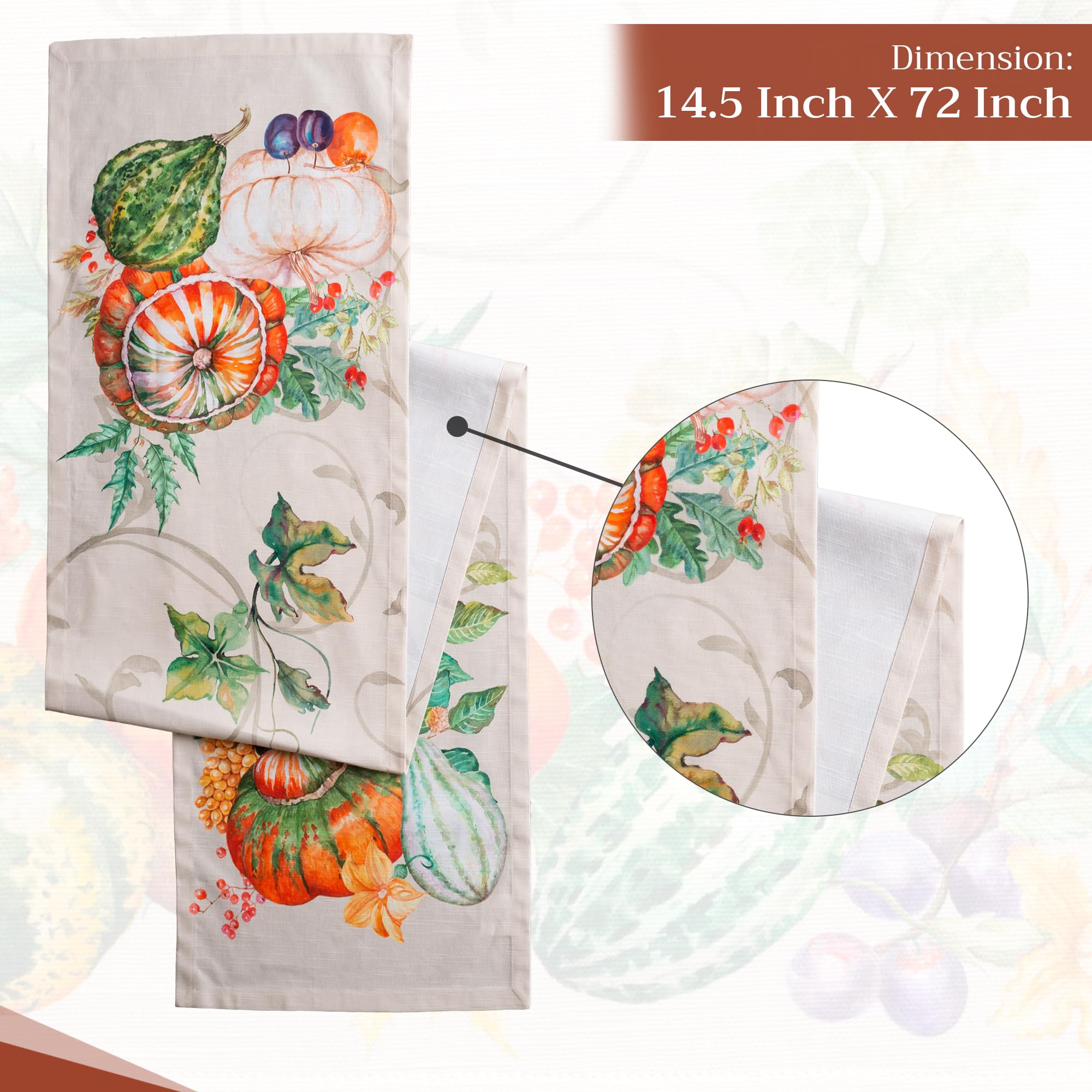 Maison D' Hermine Tablerunner 14.50''X72'' 100% Cotton Decorative Table Runners For Gifts, Kitchen, Party, Wedding, Restaurant &