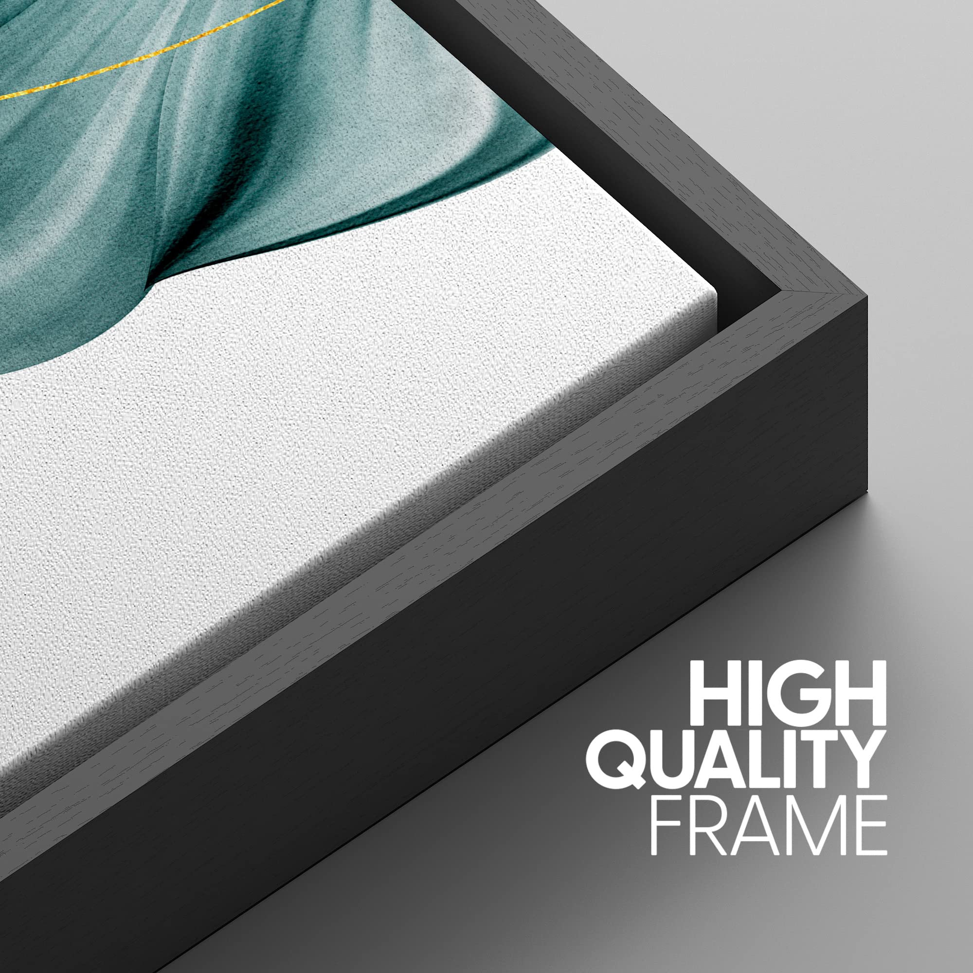 Signwin Framed Canvas Print Wall Art Set Futuristic Teal Geometric Smoke Wave Abstract Shapes Illustrations Modern Art Decorativ