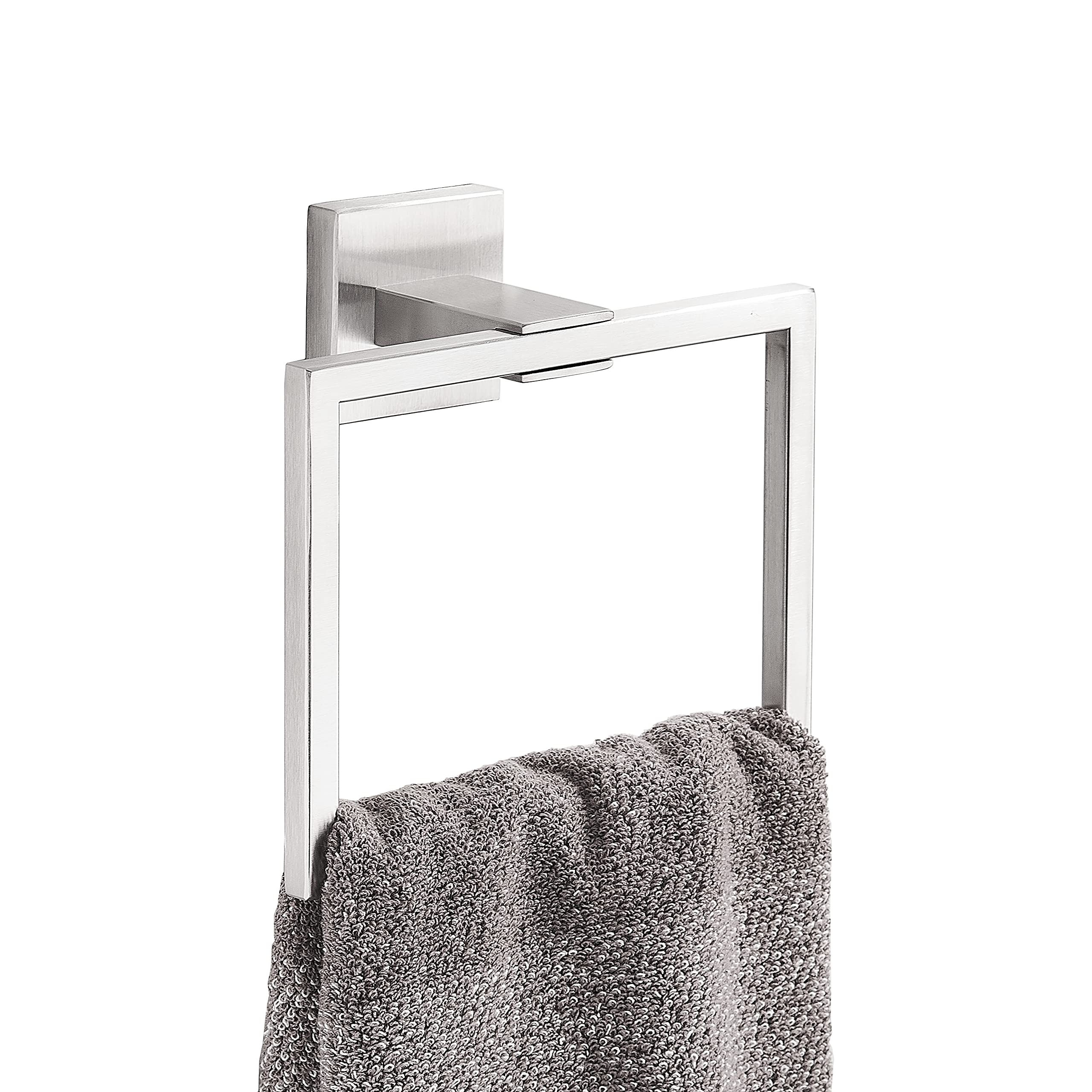 Hand Towel Ring Holder, Sus304 Stainless Steel Square Towel Bar, Towel Rack Brushed Nickel, Bathroom Accessories Modern Style, W