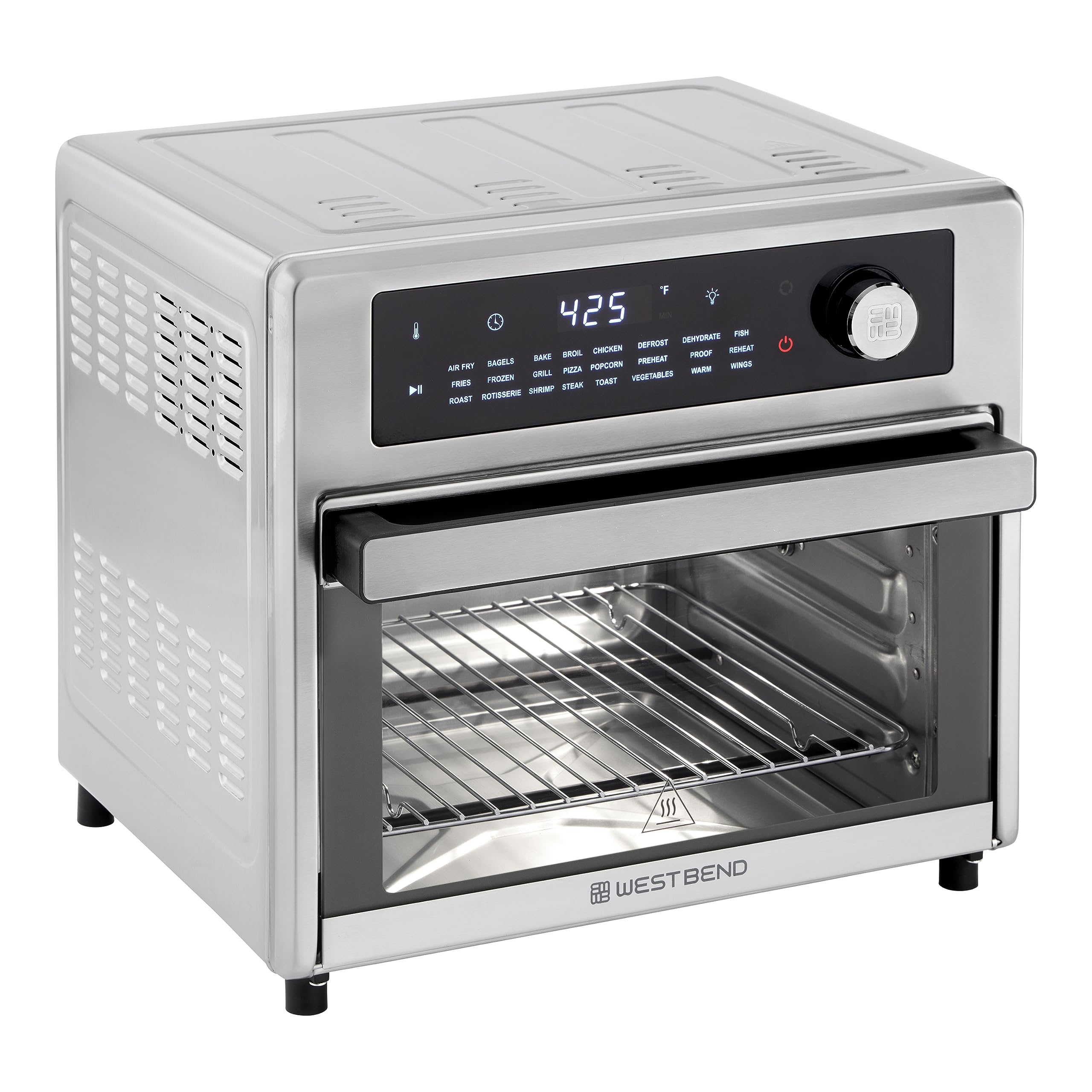 West Bend XL Air Fryer Oven 26-Quart with Digital Controls Easy-View Door and 24 Cooking Presets, Includes Nine Accessories, 170