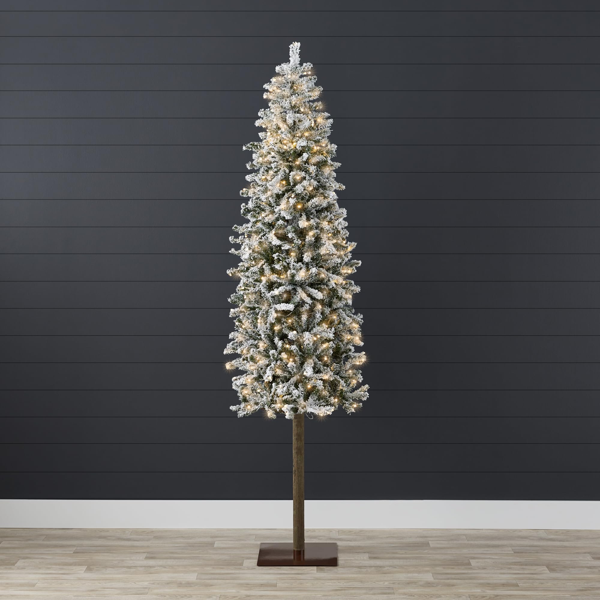 Best Choice Products 6ft Pre-Lit Slim Pencil Christmas Tree, Snow Flocked Hinged Artificial Alpine Holiday Decoration w/ 250 LED
