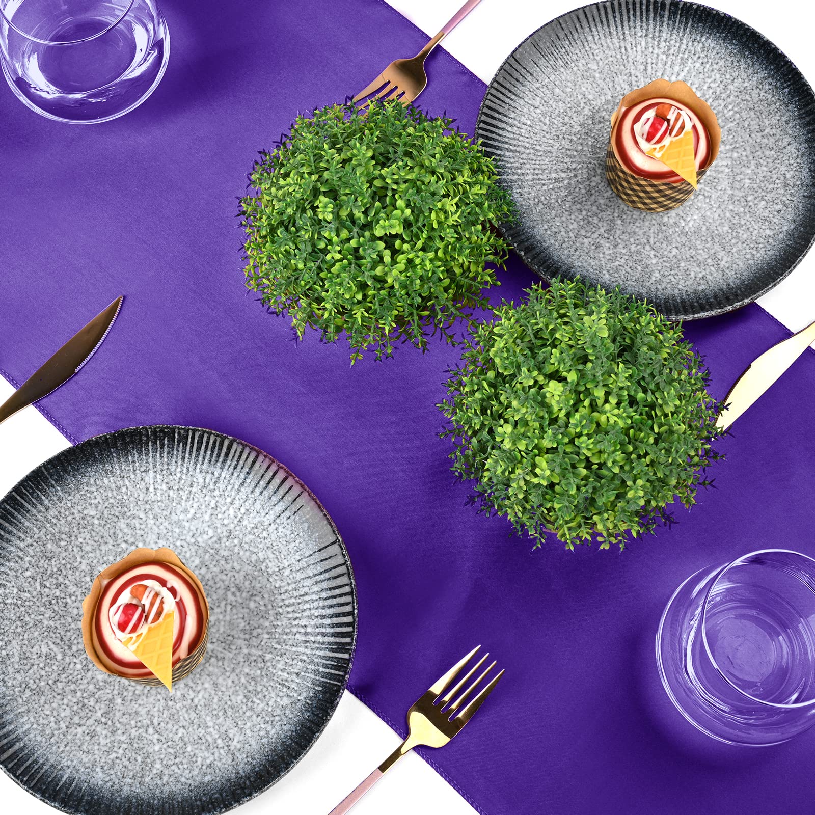 10-Pack Purple 12 X 108 Inches Long Premium Satin Table Runner For Wedding, Decorations For Birthday Parties, Banquets, Graduati