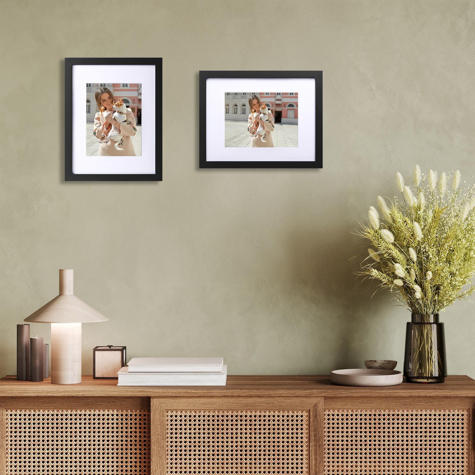 wyooxoo 9x12 Picture Frame Set of 2 Made of Solid Wood Photo Frames Display Pictures 6x8 with Mat or 9x12 Without Mat Colorful F