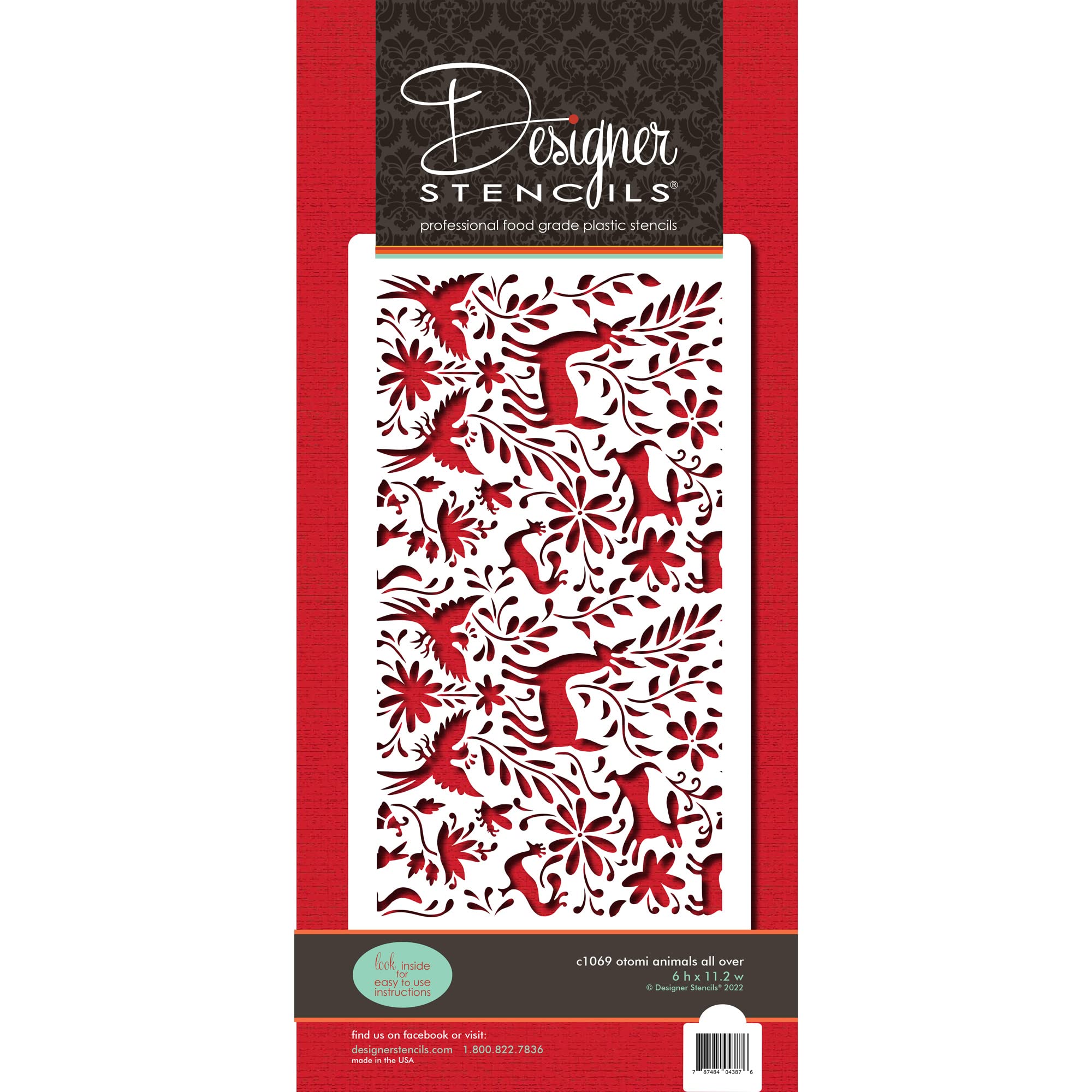 Otomi Animals All Over Cake Side Stencil Sku# C1069 By Designer Stencils