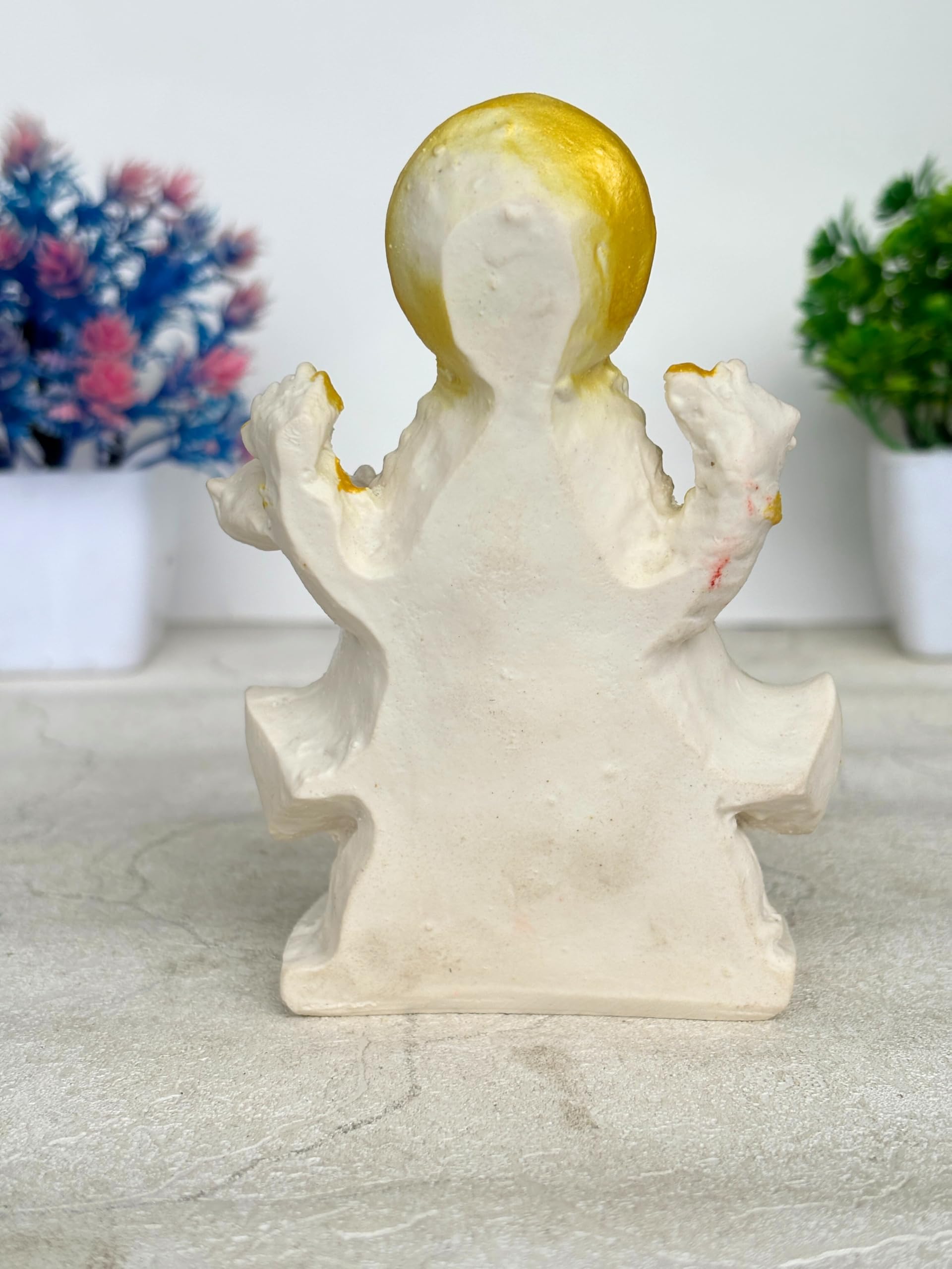 Salvus App Solutions Marble Dust Maa Saraswati Idol - Goddess Saraswati Statue For Home Decor, Devi Maa Saraswati Murti (White &