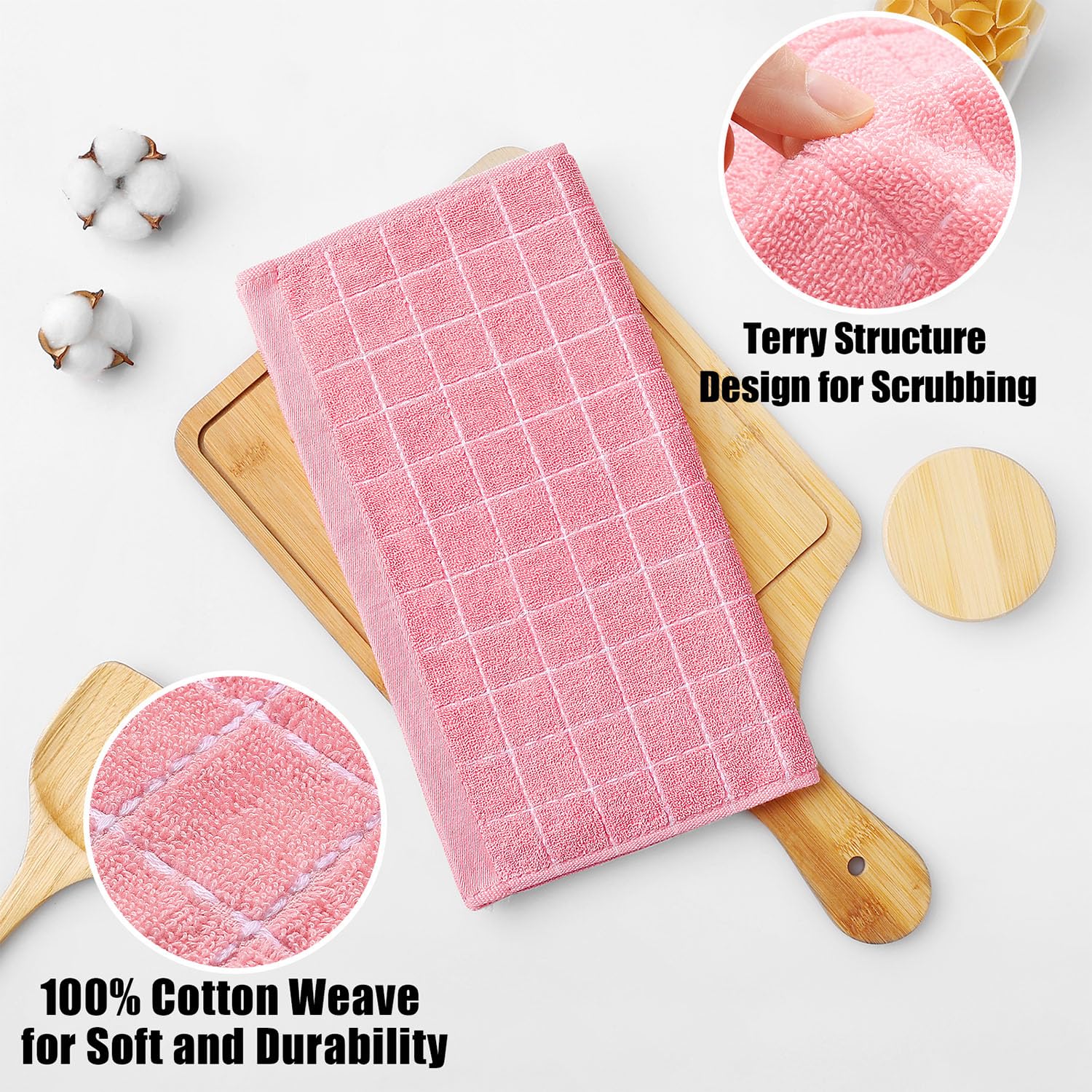 Homaxy 100% Cotton Terry Kitchen Dish Cloths, Ultra Soft And Absorbent Dish Towels For Kitchen, Suitable For Drying And Washing