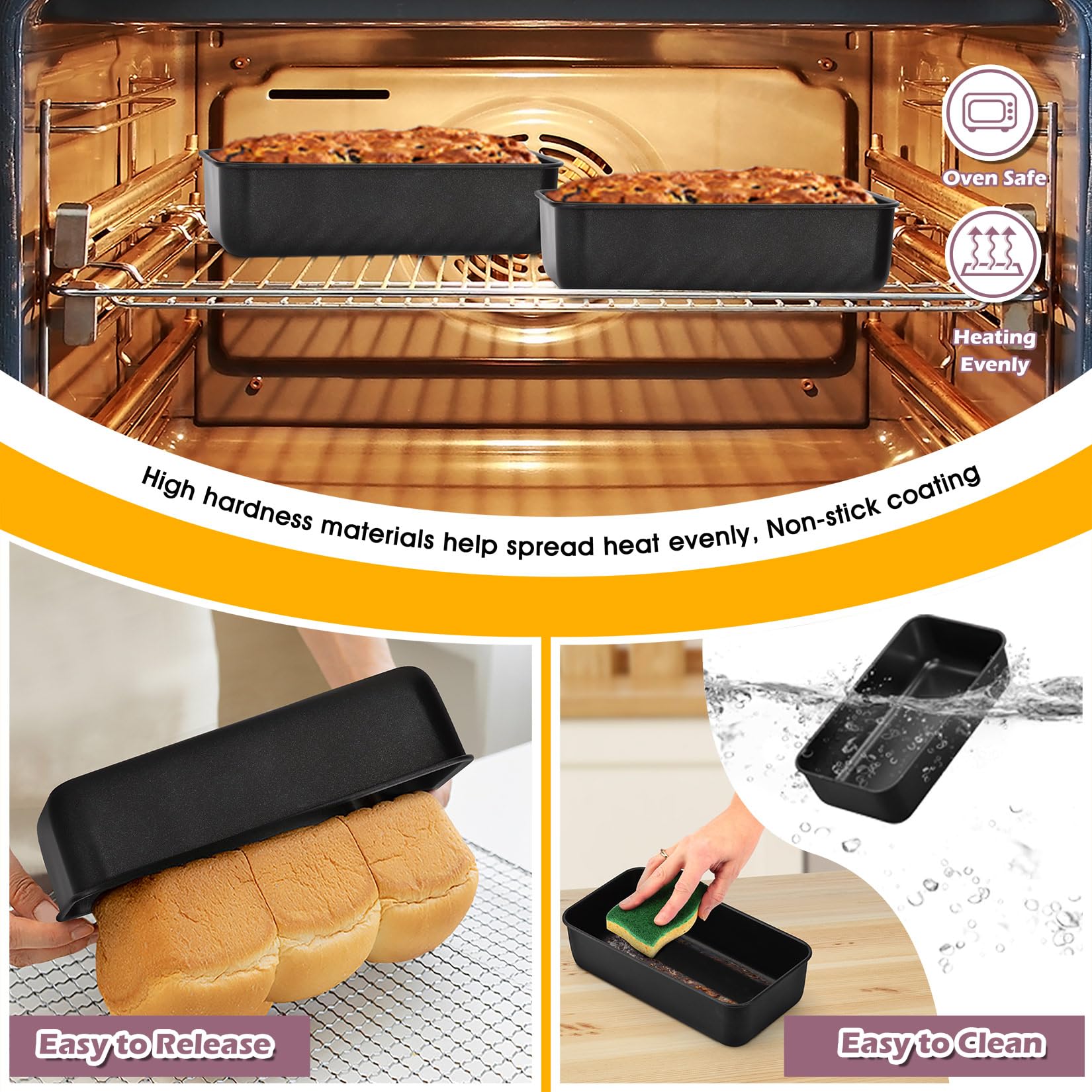 P&P Chef Non-Stick Loaf Pan Set Of 2, 9 X 5 Inch, Stainless Steel Cored Bread Pan Tin For Homemade Bread/Meatloaf/Lasagna/Pound