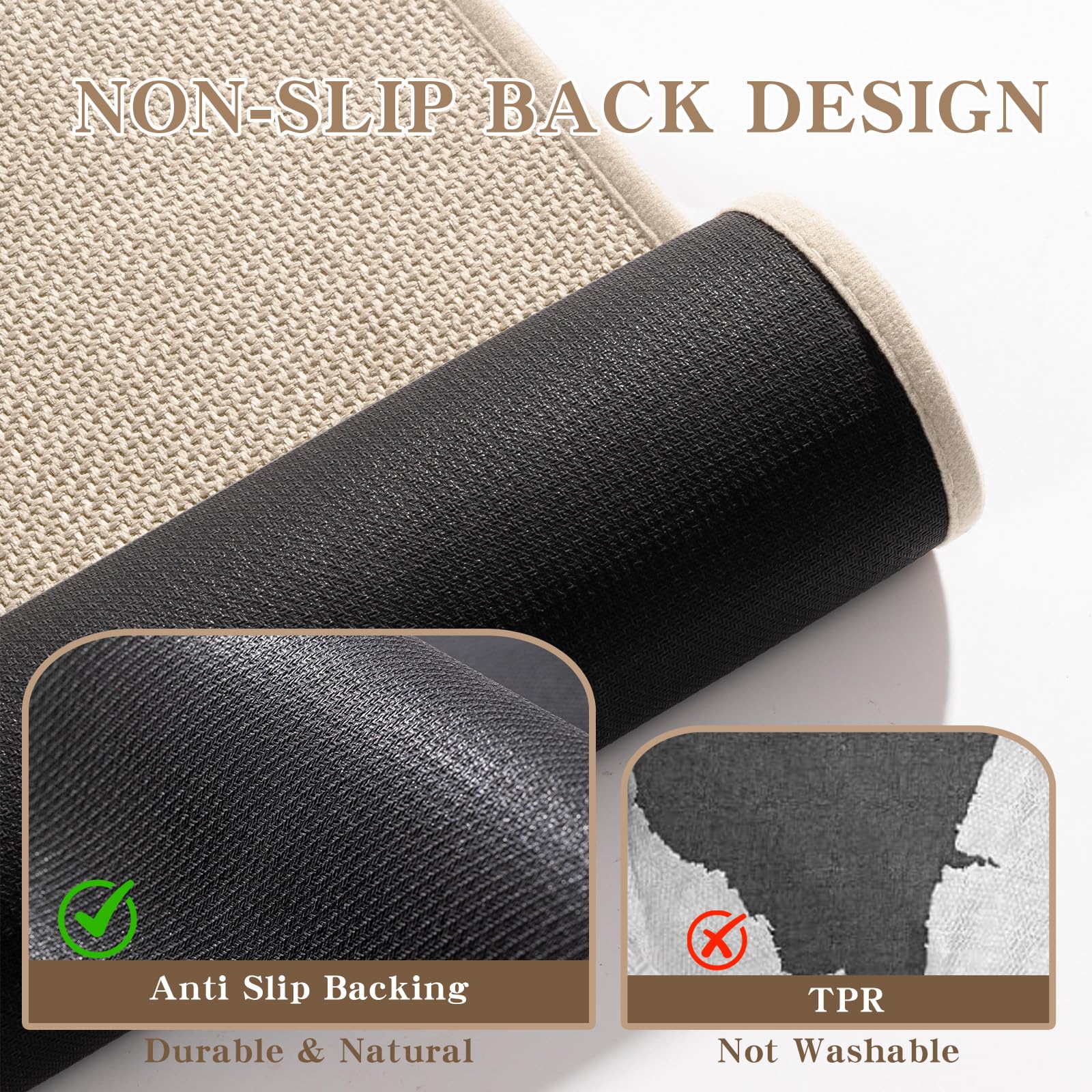 Chakme Bathroom Rugs Mat 32X17, Ultra Thin Non Slip Bath Mat Quick Dry Absorbent Bath Mat For Bathroom Floor, (Light Beige, 32''