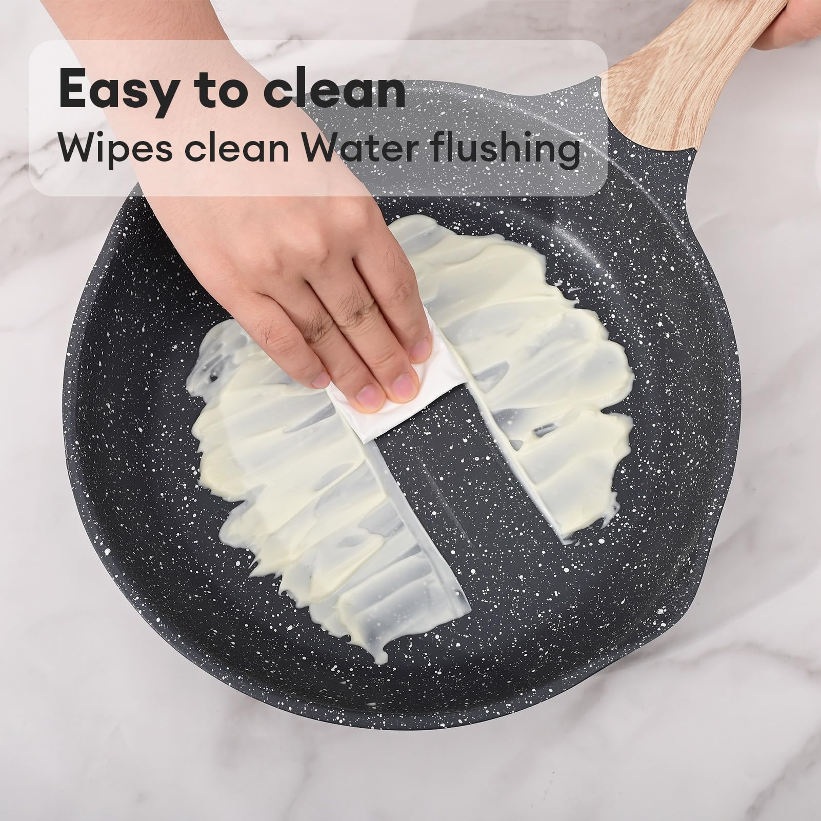 Jeetee Nonstick Pan, Nonstick Stone Frying Pan, Nonstick Omelette Skillet With Soft Touch Handle, 3-Piece Cookware Set Induction