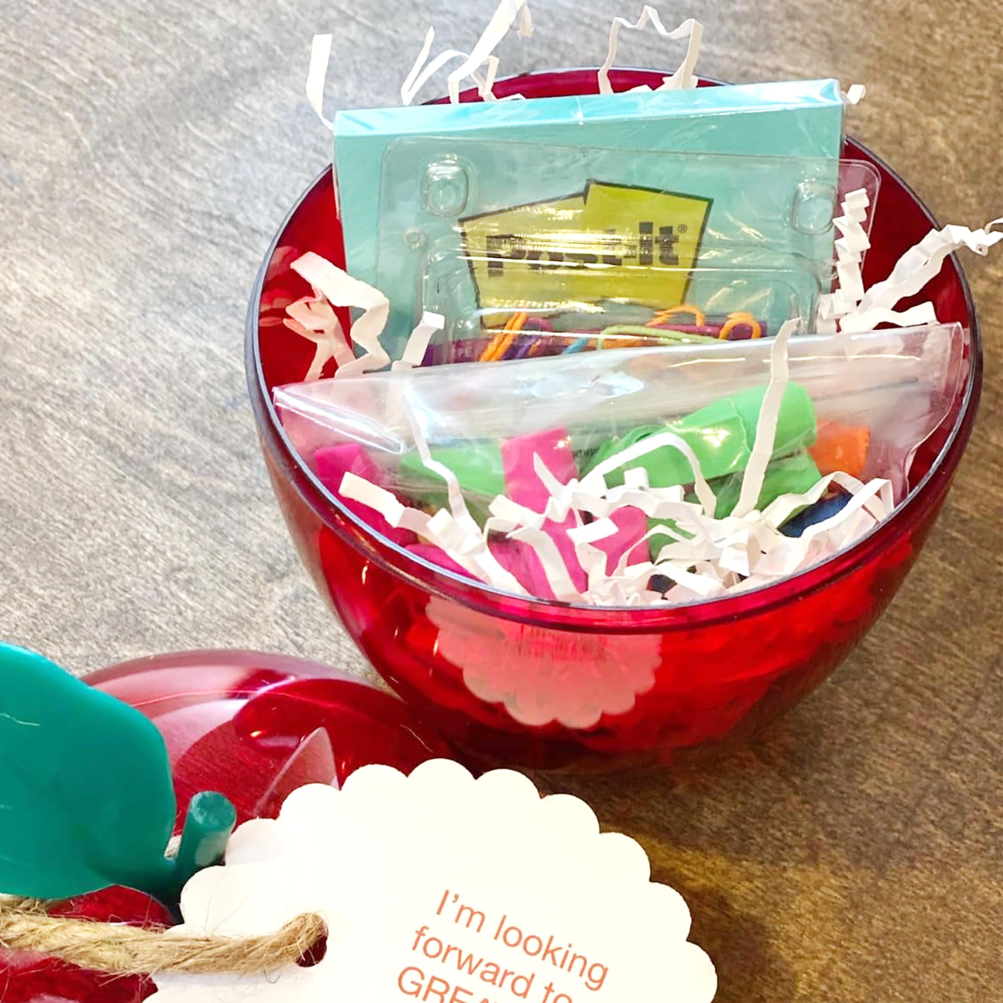 HANZE Large Clear Apple-Shaped Containers - Plastic Candy Toy Filling Jar for Holiday Decorations, Back To School Teacher Apprec