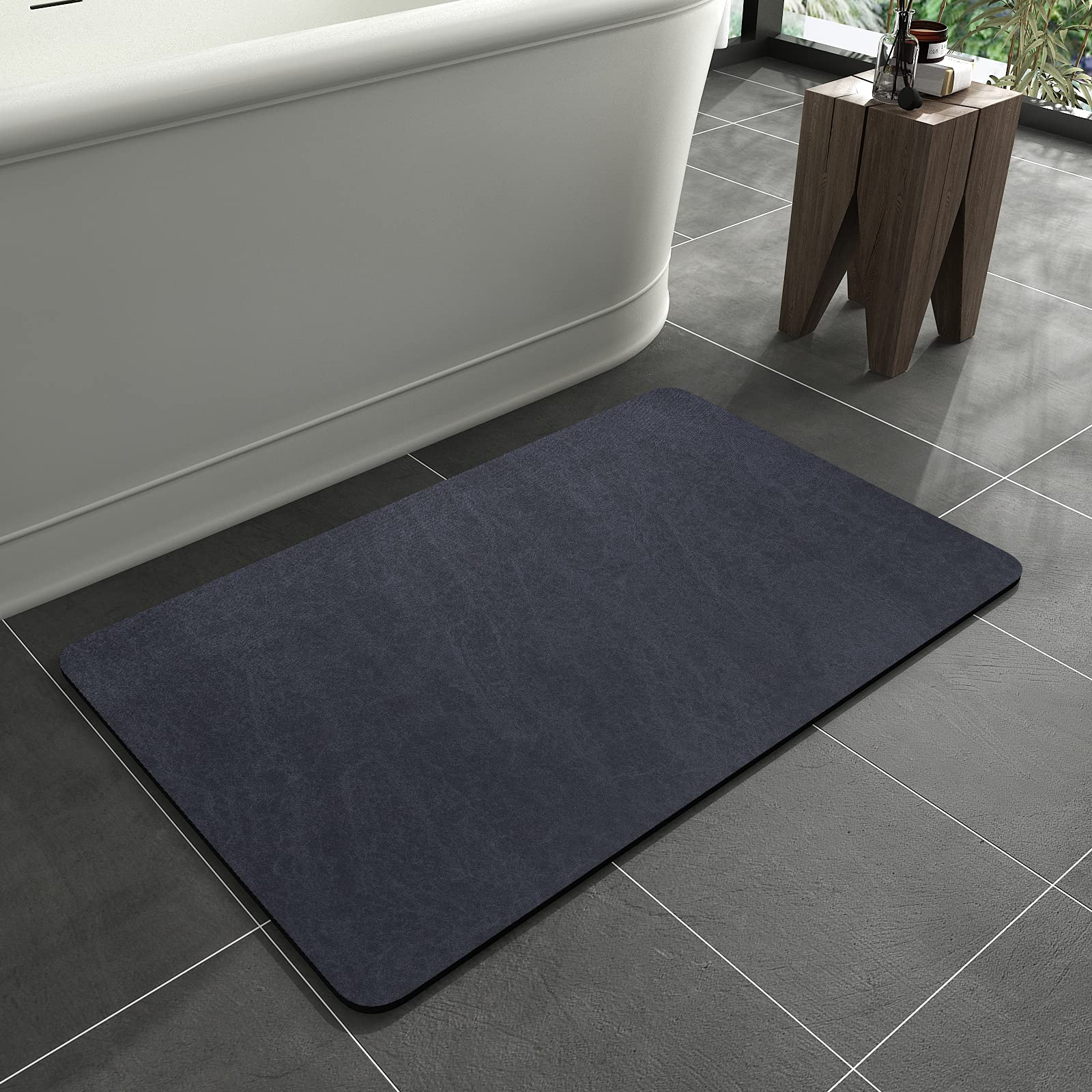 Montvoo-Bath Mat Rug-Rubber Non Slip Quick Dry Super Absorbent Thin Fit Under Door-Washable Bathroom Floor Mats- For In Front Of