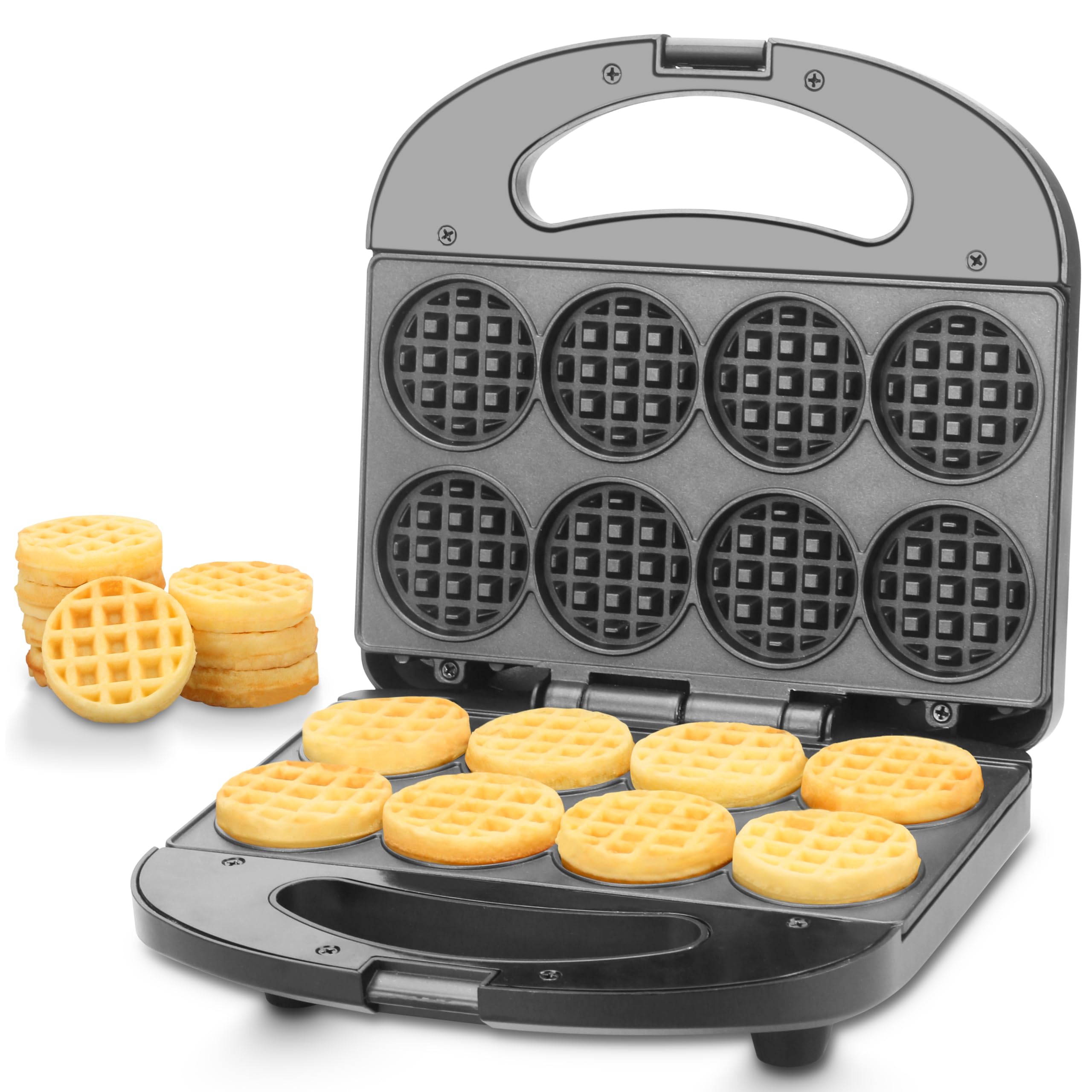 Finemade Mini Waffle Maker Machine, Small Waffle Bites Maker For Kids, Makes 8 X 2    Tiny Waffle Bites, Ideal For Breakfast, Sn