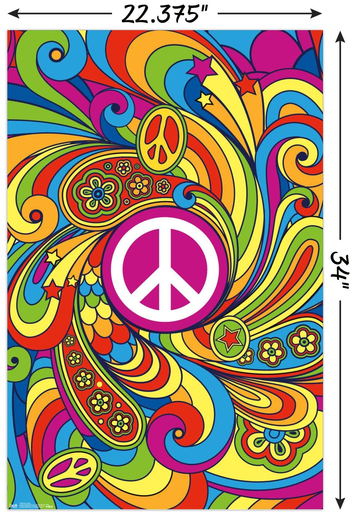 Trends International Peace Sign Wall Poster, 22.375'' X 34'', Poster & Mount Bundle