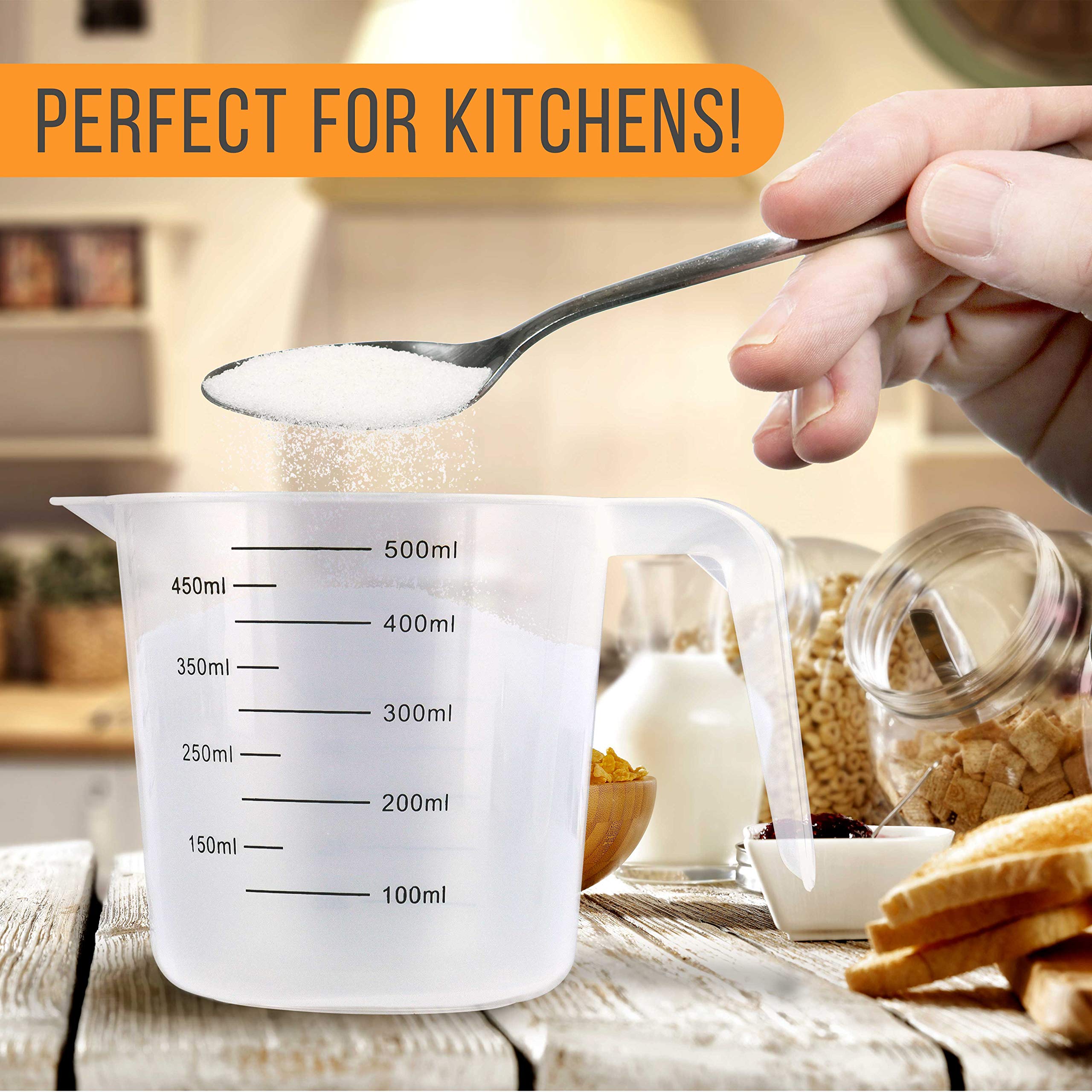 U.S. Kitchen Supply - 16 Oz (500 Ml) Plastic Graduated Measuring Cups With Pitcher Handles (Pack Of 6) - 2 Cup Capacity, Ounce A