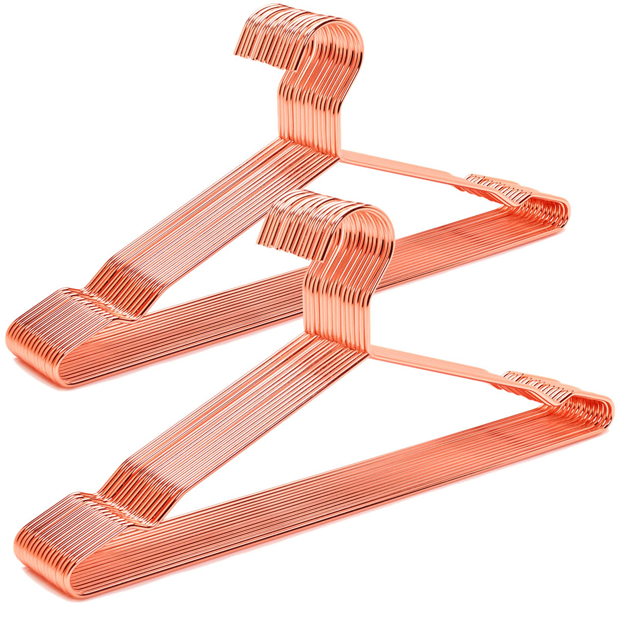 Amber Home 17'' Rose Gold Strong Metal Hanger 20 Pack, Copper Clothes Hangers, Heavy Duty Coat Hangers, Standard Suit Hangers Fo