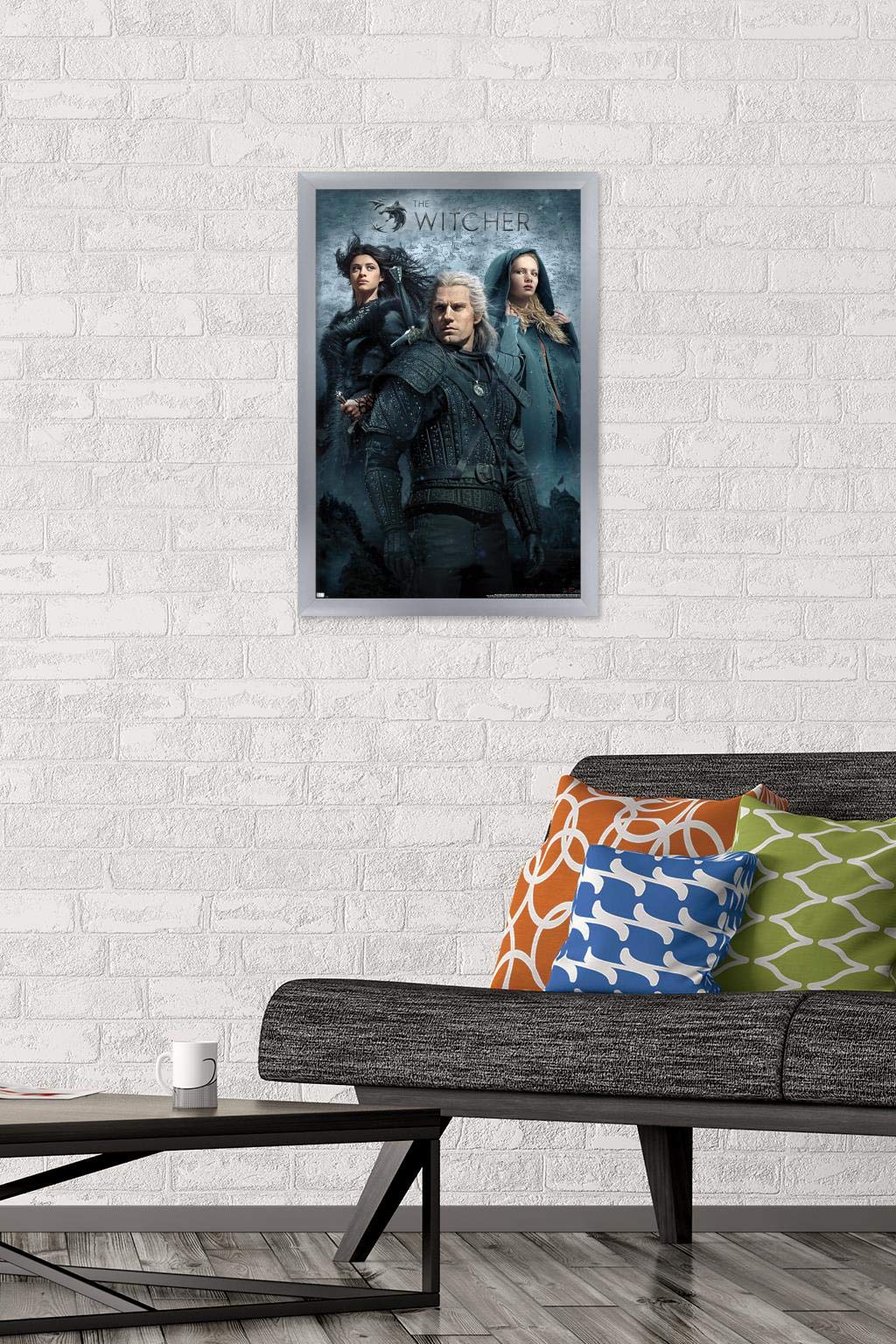 Trends International Netflix The Witcher - Key Art Wall Poster, 14.725'' X 22.375'', Silver Framed Version