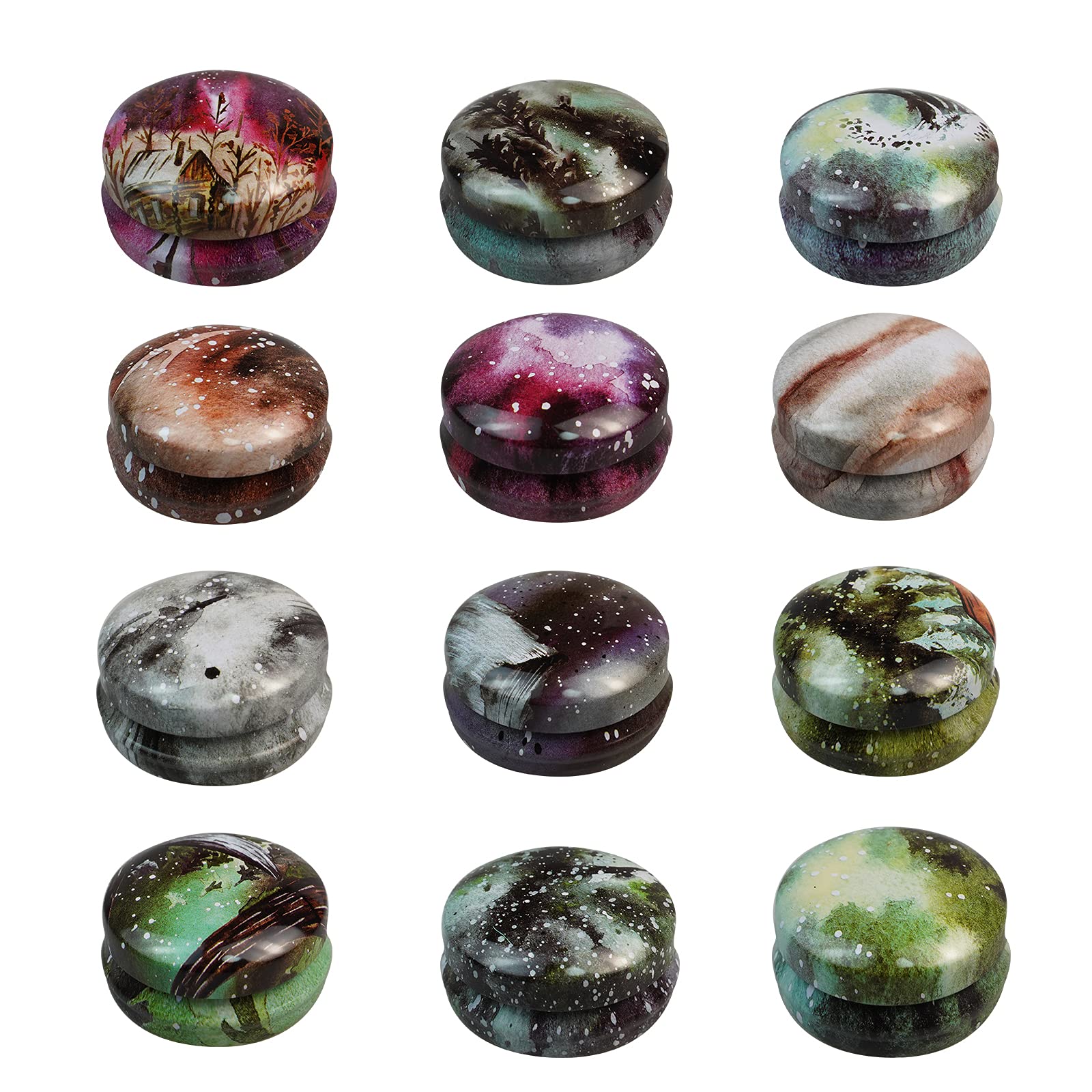 Rarapop 12 Pack Round Empty Tins Box Candle Jars, Mini Starry Sky Travel Tin Cans, 20Ml Refillable Container Bottle For Candle,