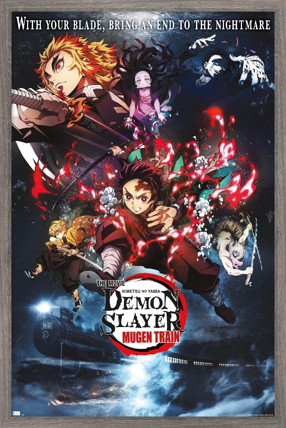 Trends International Demon Slayer: Mugen Train - Collage One Sheet Wall Poster, 22.375'' X 34'', Barnwood Framed Version